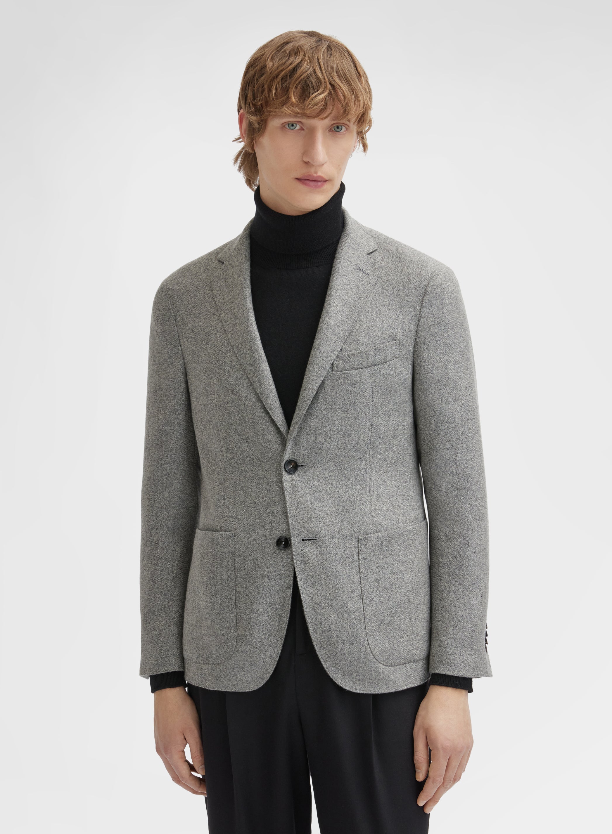 TEXTURED LIGHT CASHMERE JACKET FLANNEL