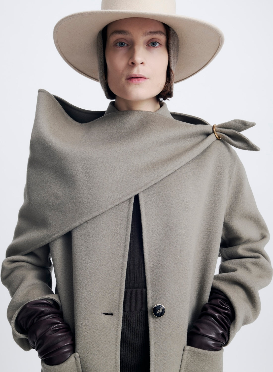 WOOL FELT LARGE BRIM HAT SAND