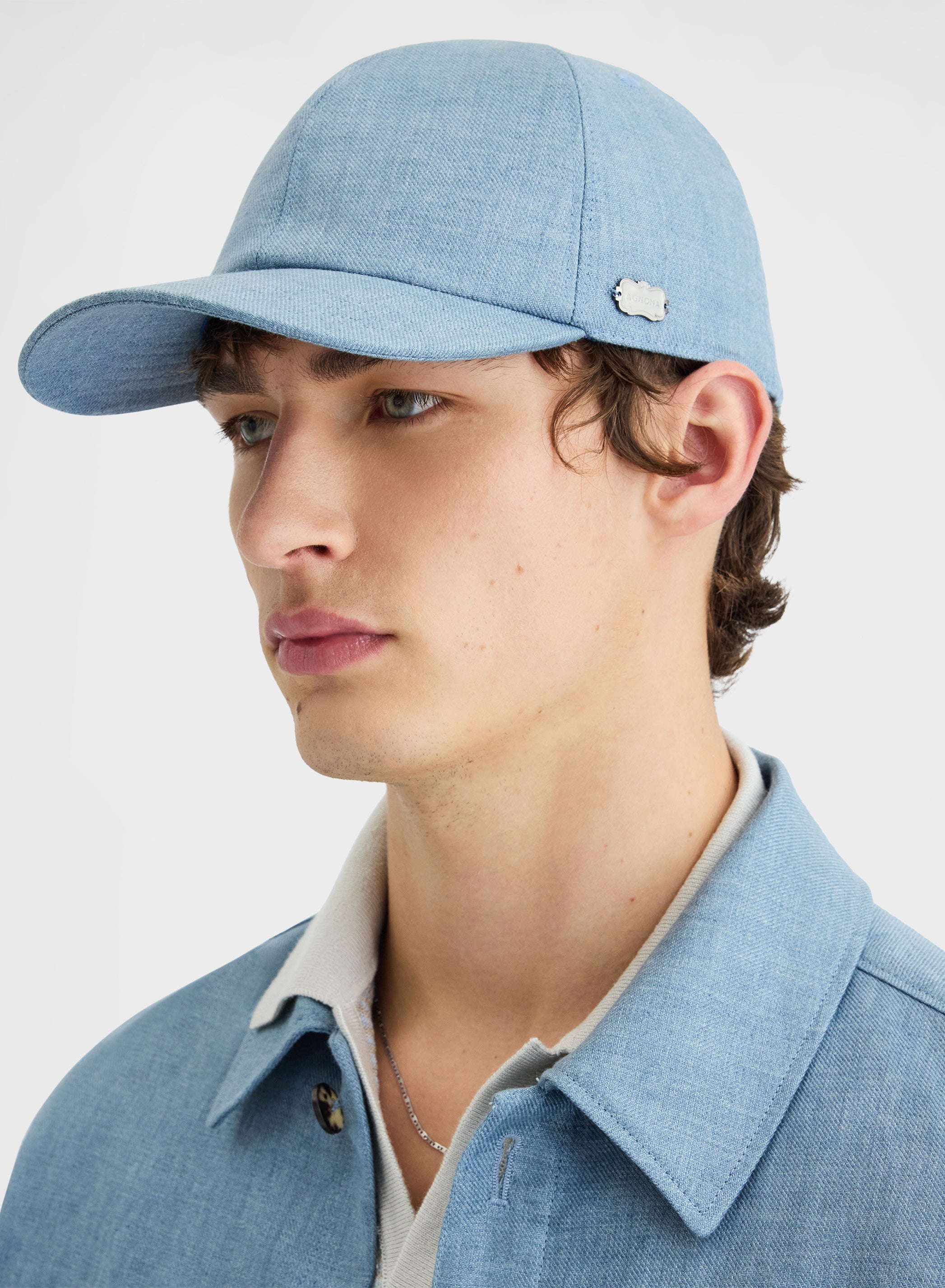 DELAVE LINEN HAT DUSTY BLUE