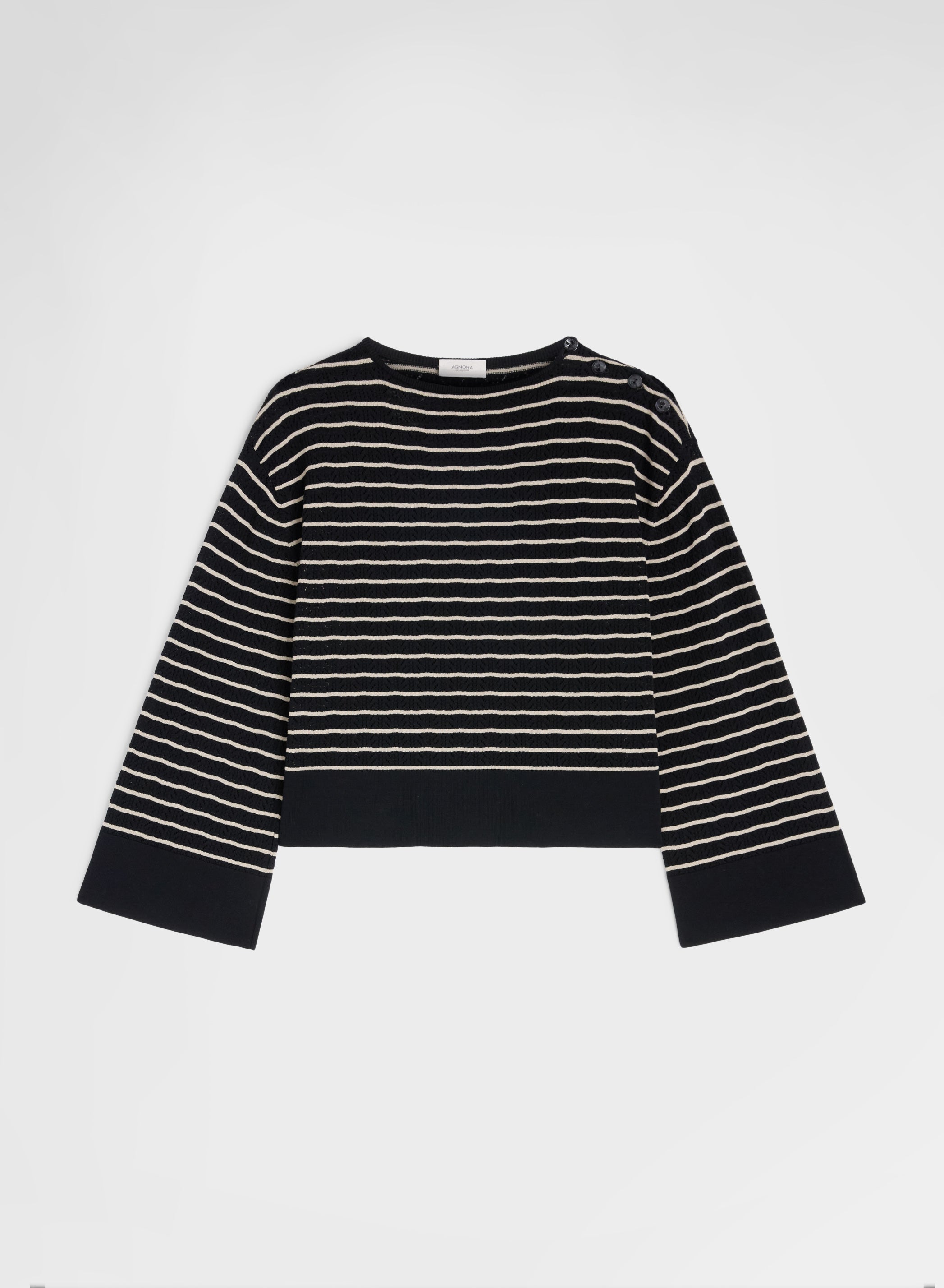 LONG SLEEVE V-NECK BLACK/BEIGE