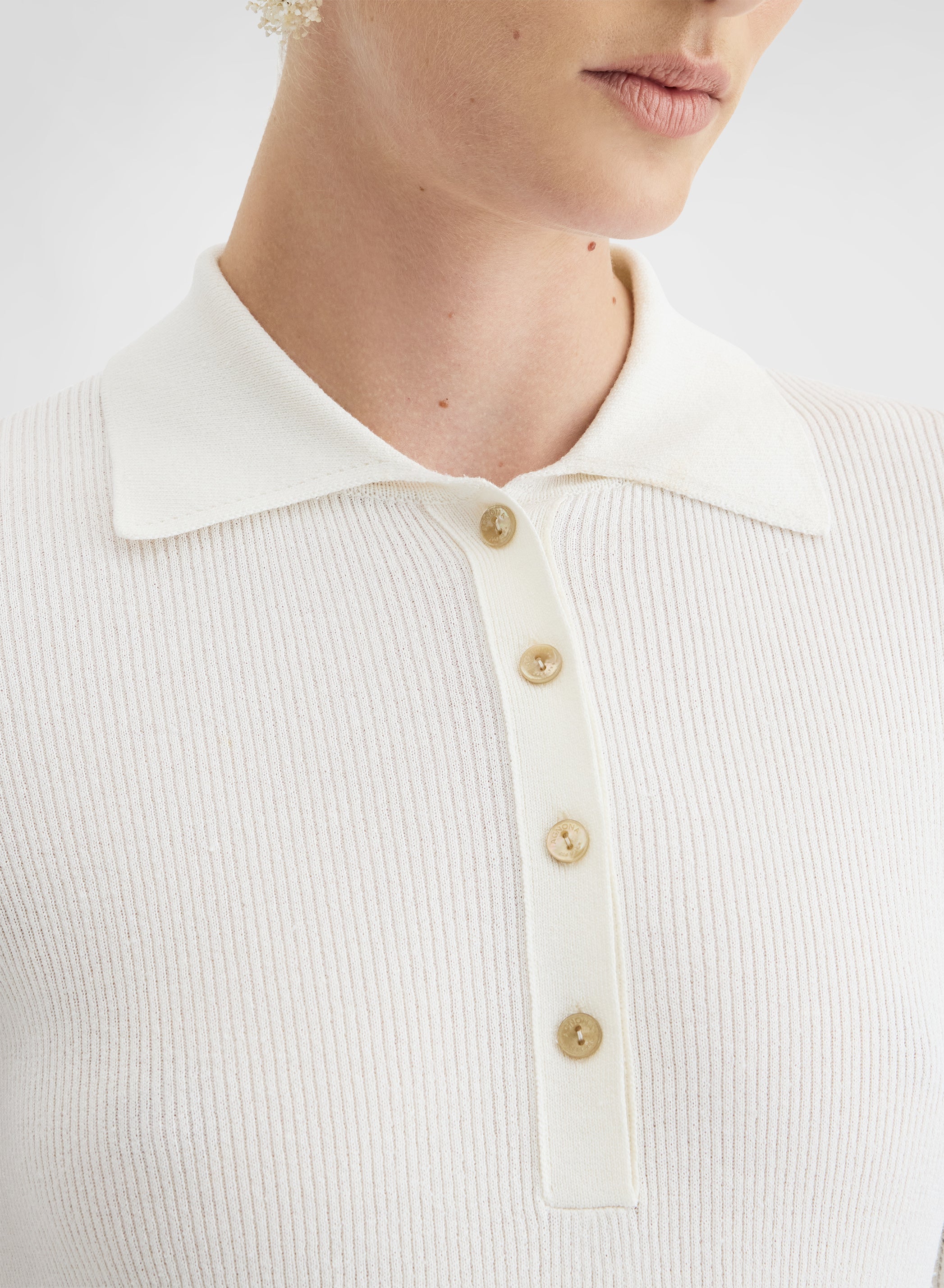 LONG SLEEVE POLO SABBIA WHITE