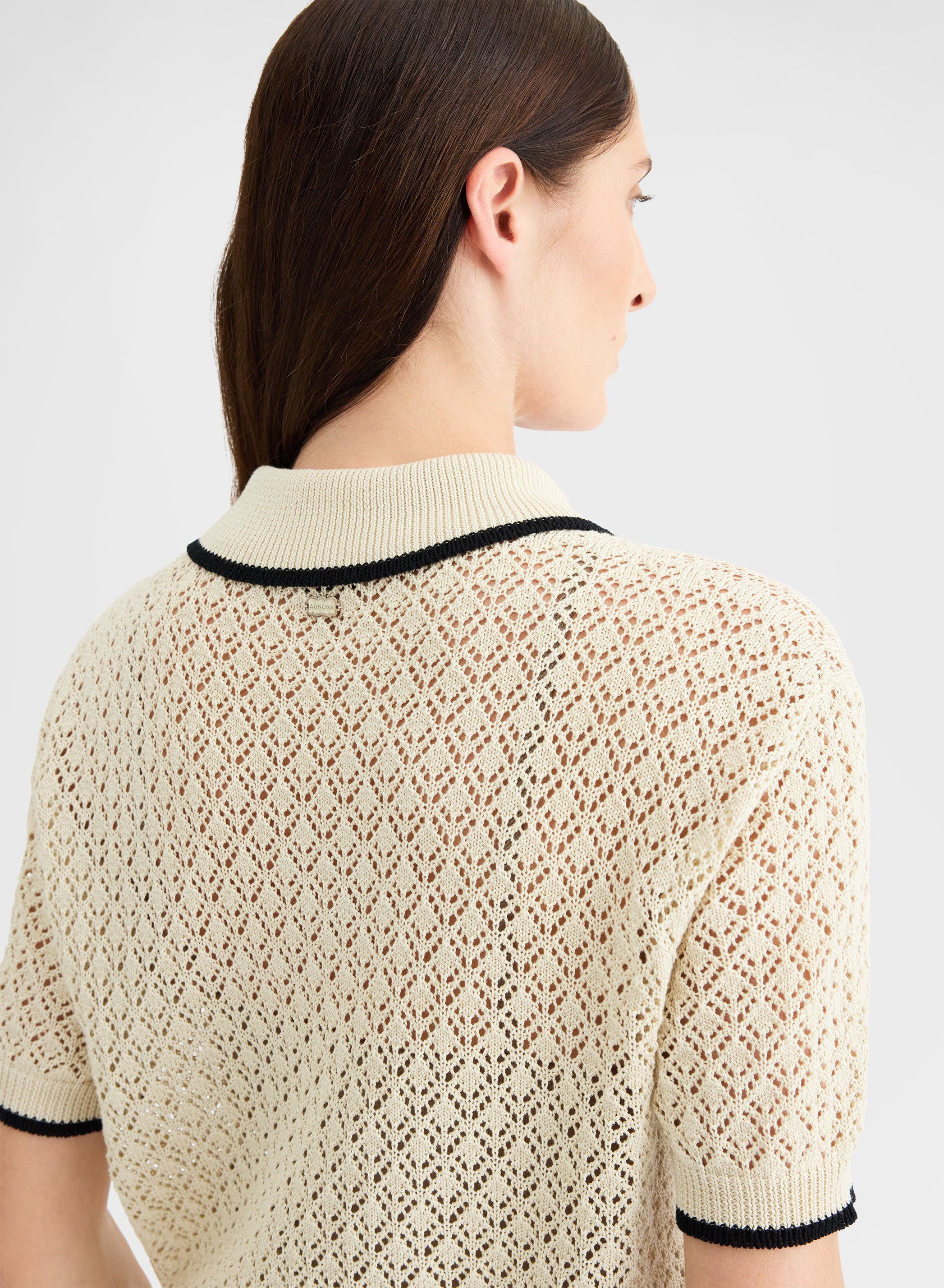 SHORT SLEEVE POLO CROCHET BEIGE