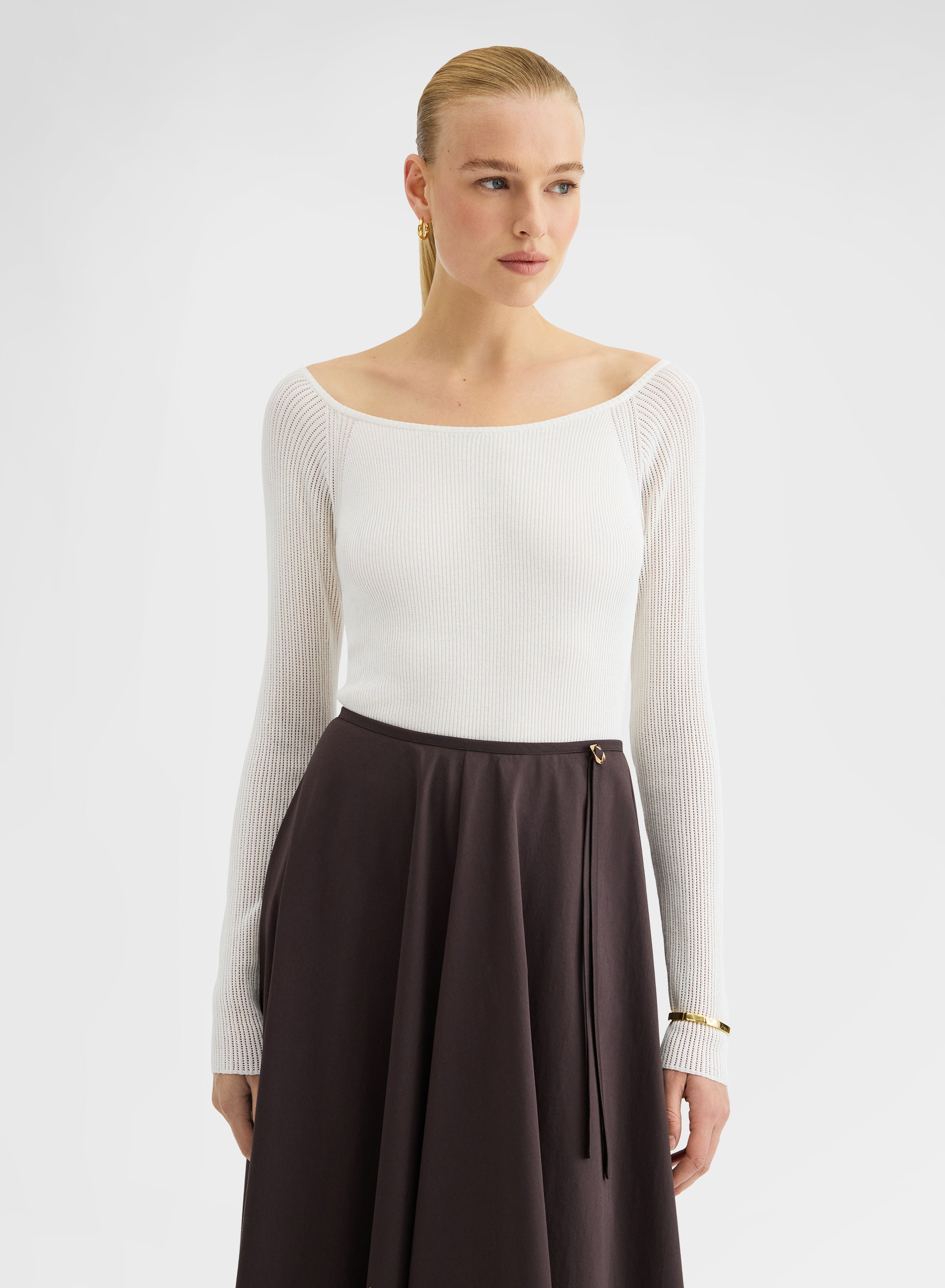 LONG SLEEVE BOATNECK SABBIA WHITE