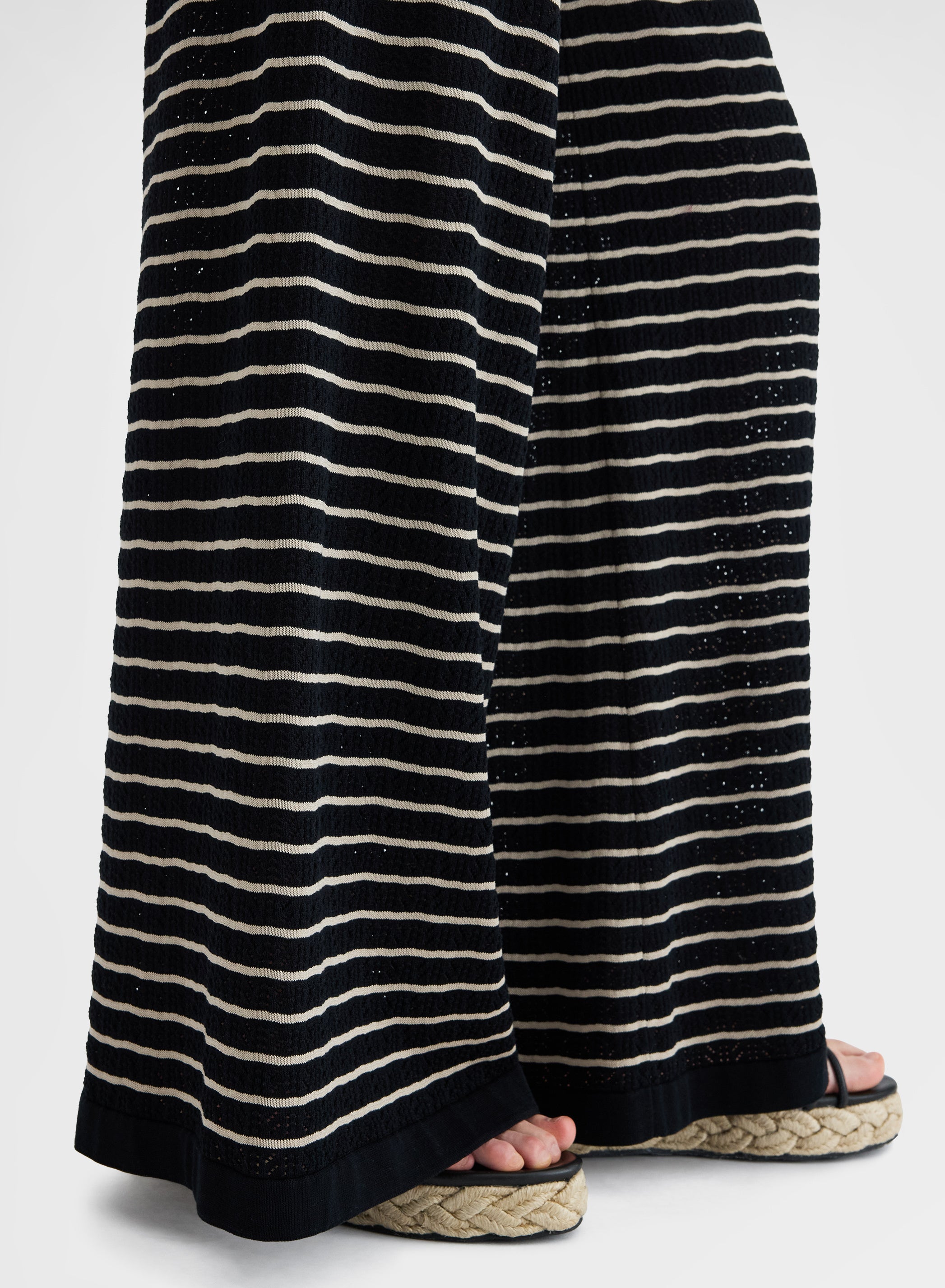KNIT STRIPED PANTS BLACK/BEIGE