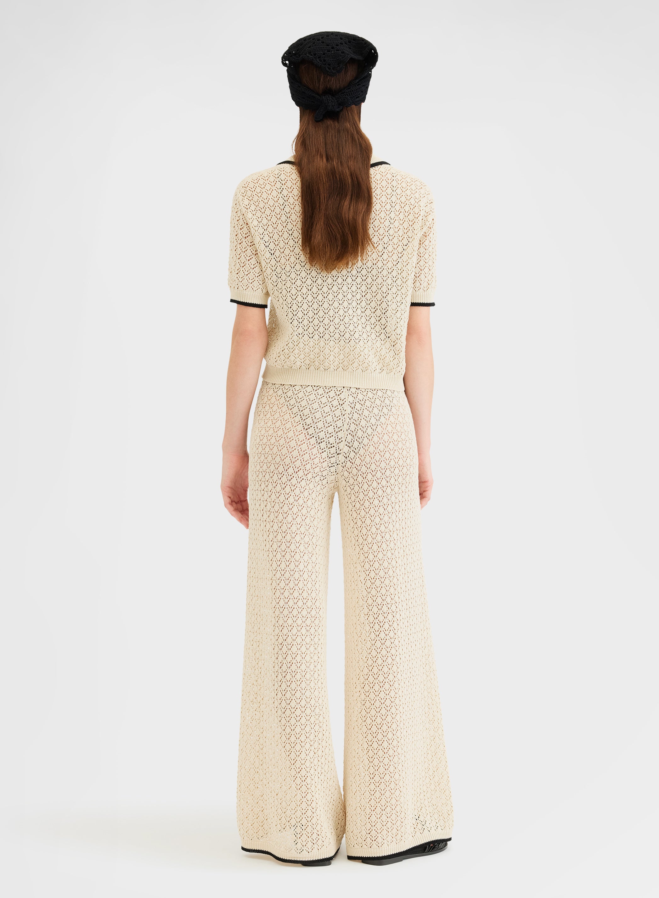 KNIT CROCHET PANTS BEIGE