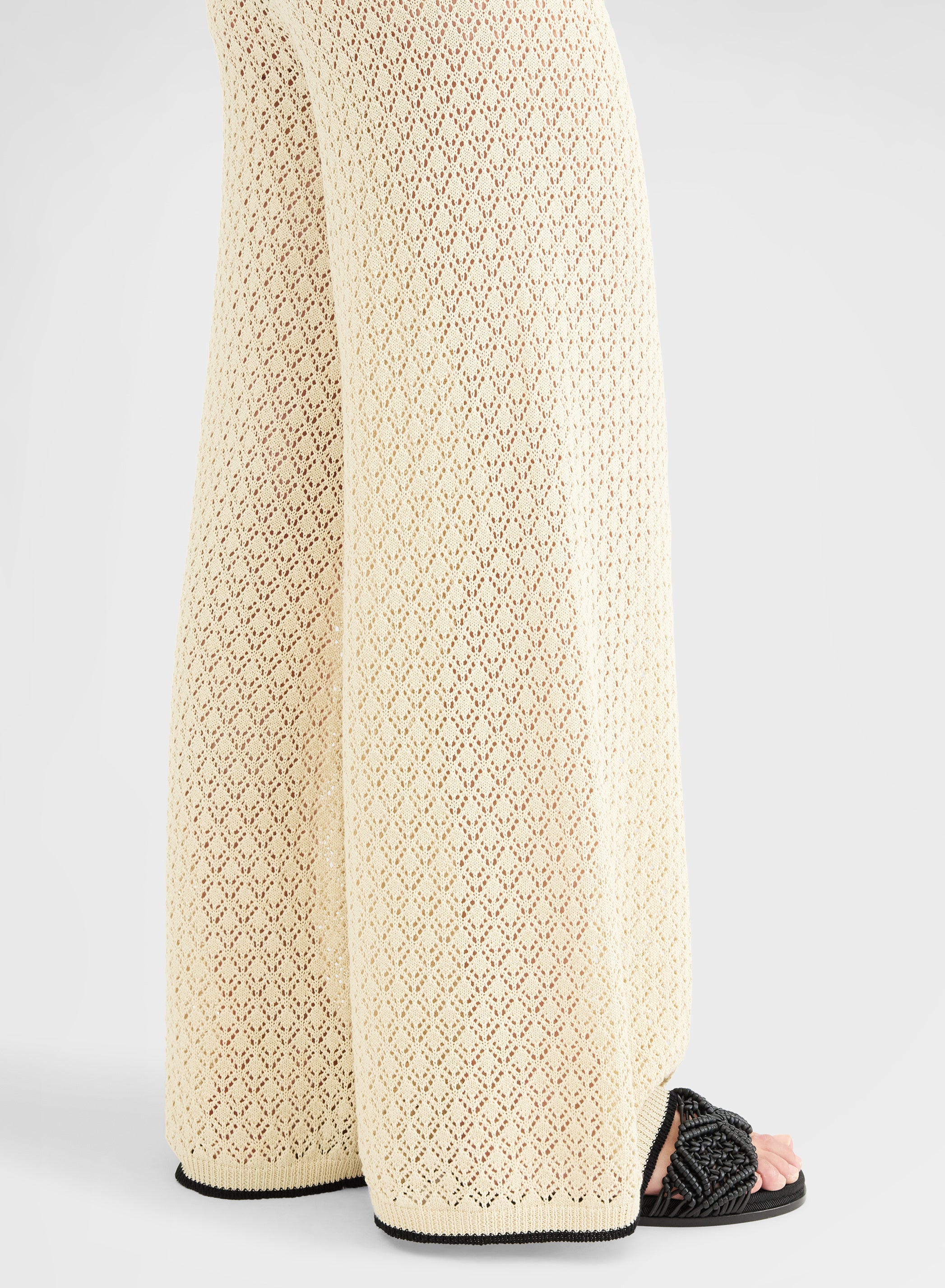KNIT CROCHET PANTS BEIGE