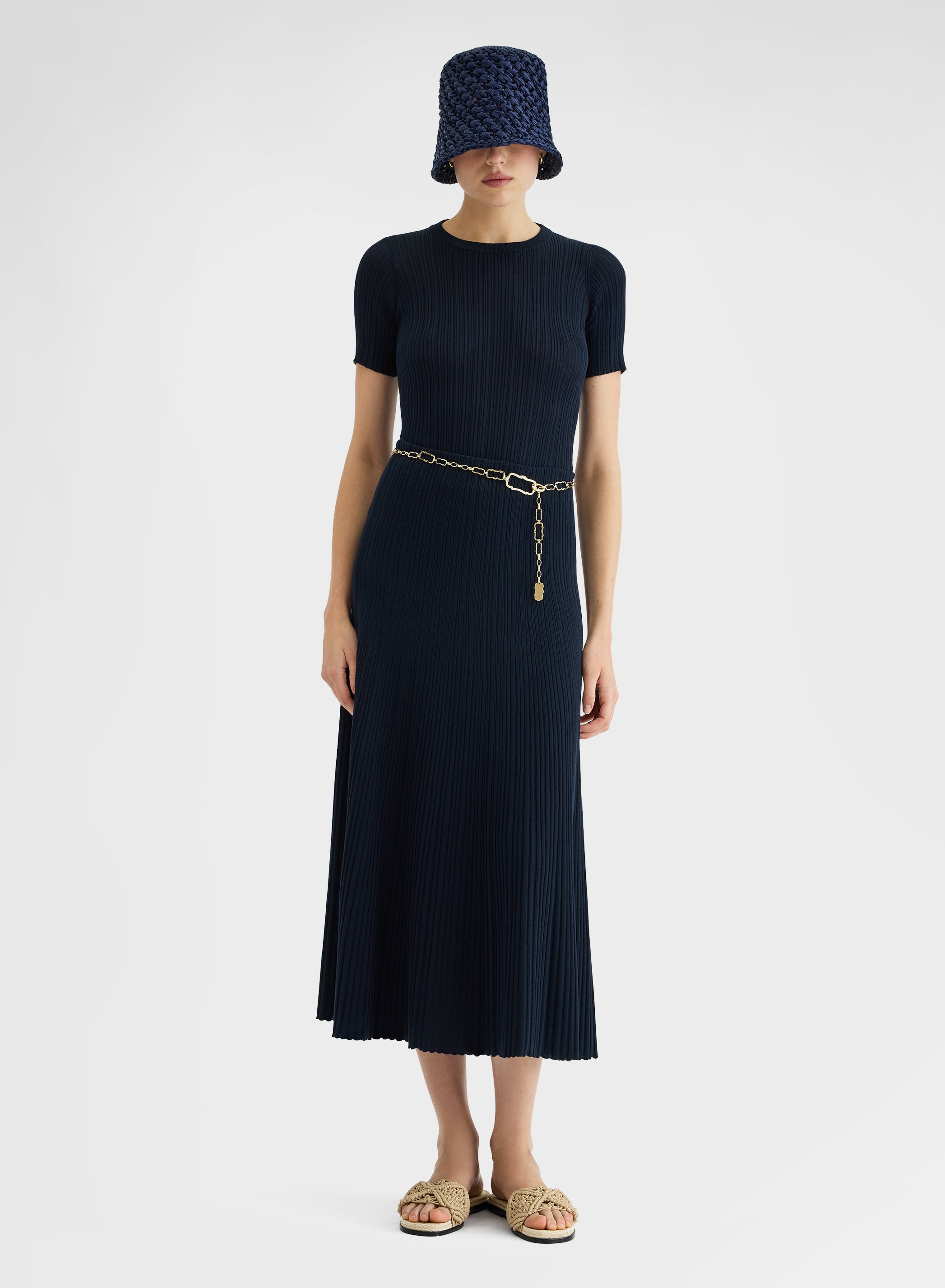 MICRO PLISSE SKIRT NAVY