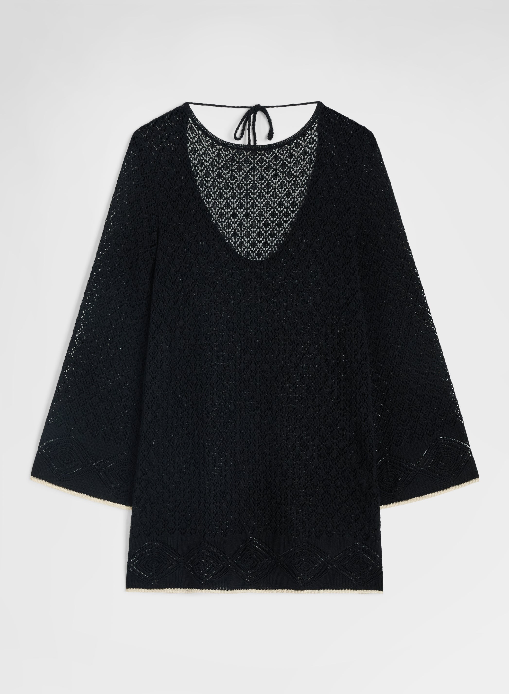 LONG SLEEVE DRESS CROCHET BLACK
