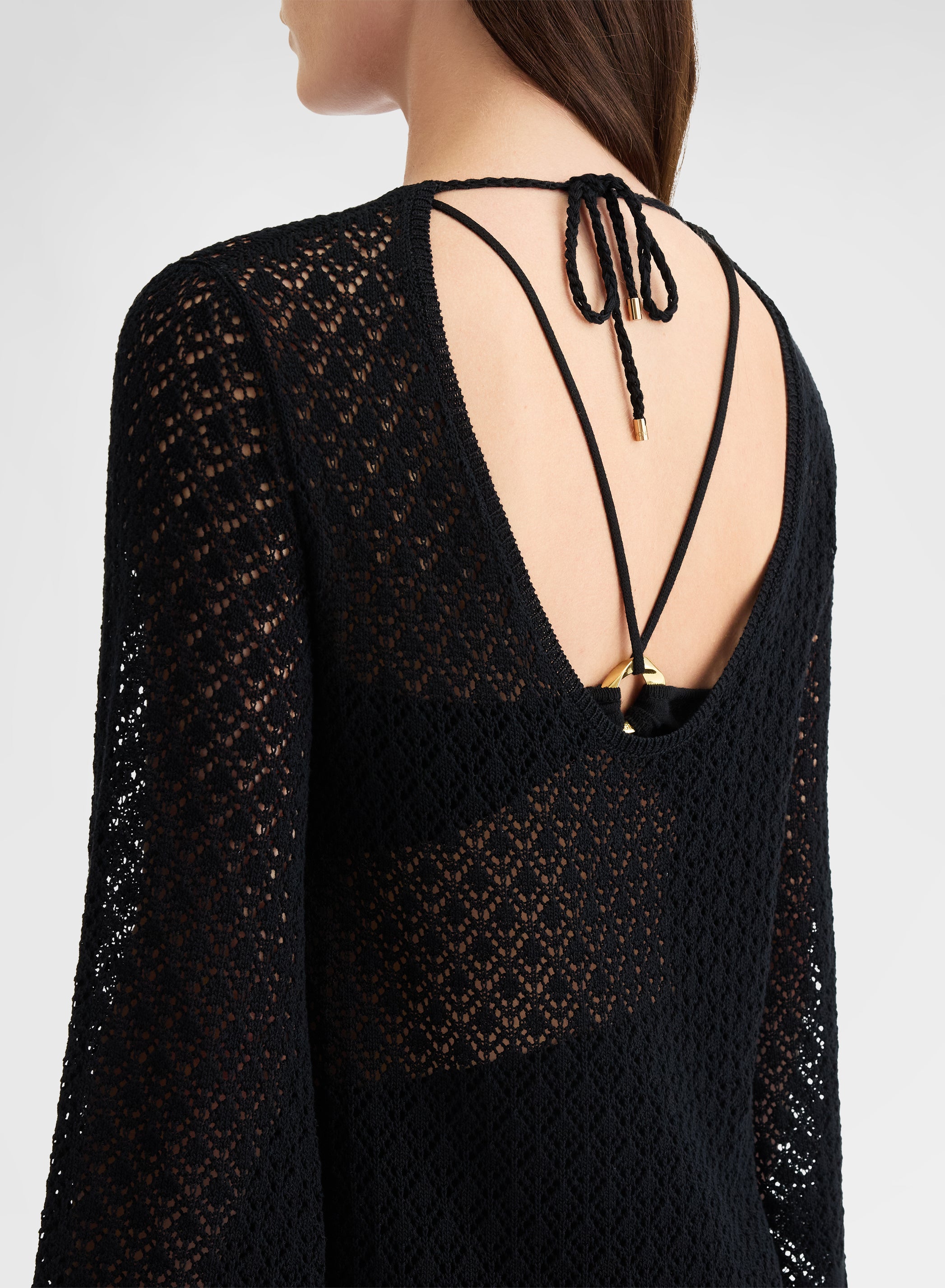 LONG SLEEVE DRESS CROCHET BLACK