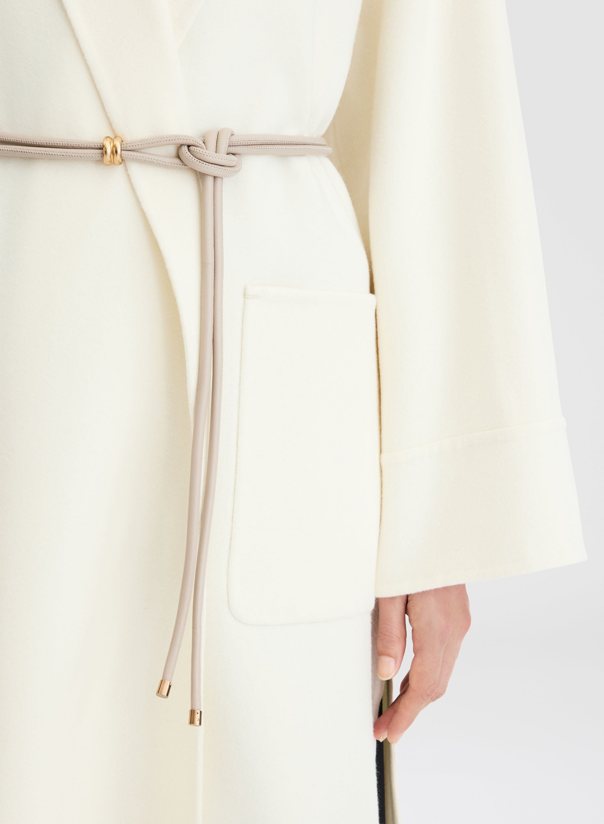 Wool Cashmere Short Coat Sunset Red Belted | Agnona Italy
