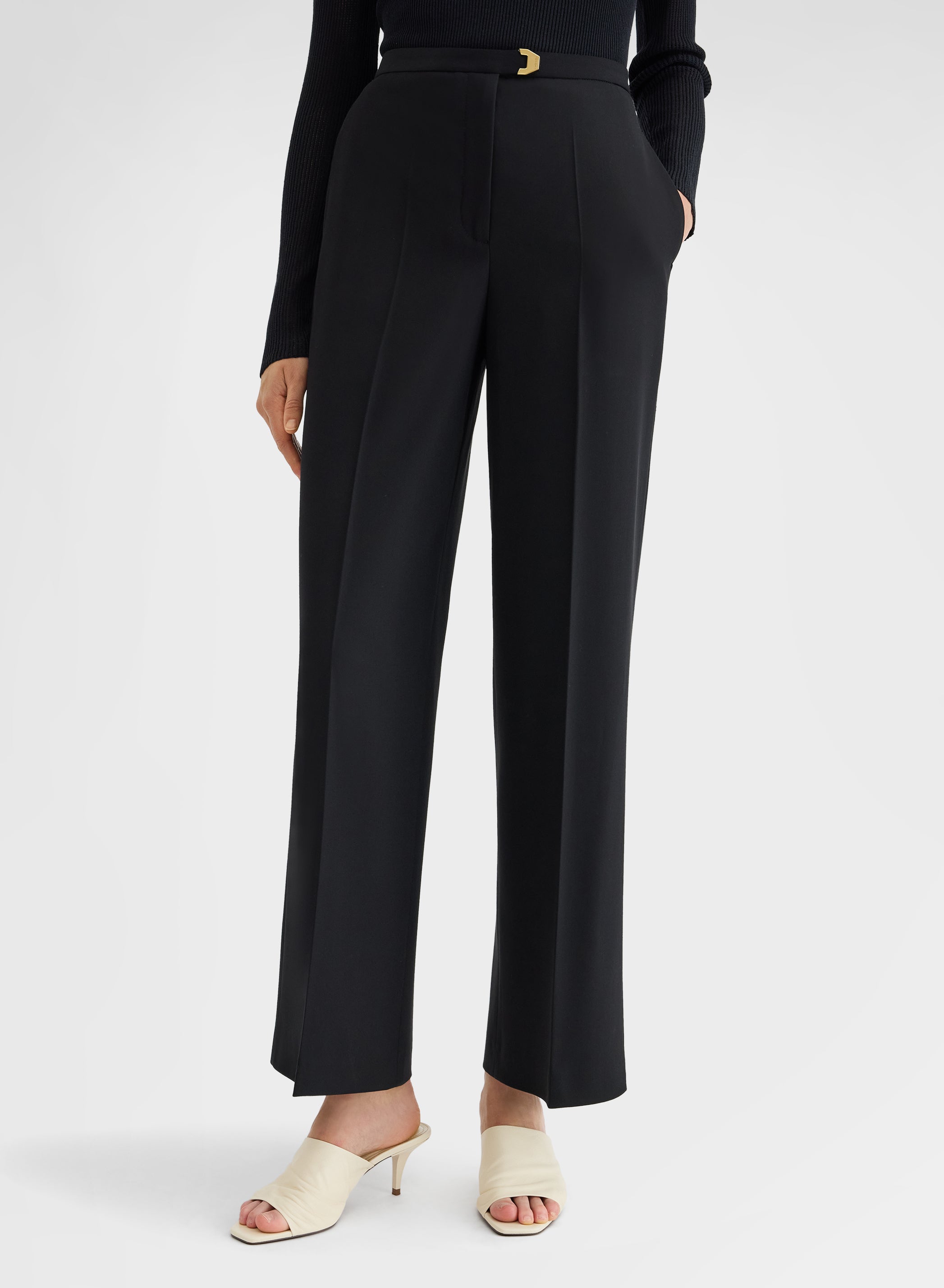 FLUID VISCOSE WOOL AMANDA PANTS BLACK