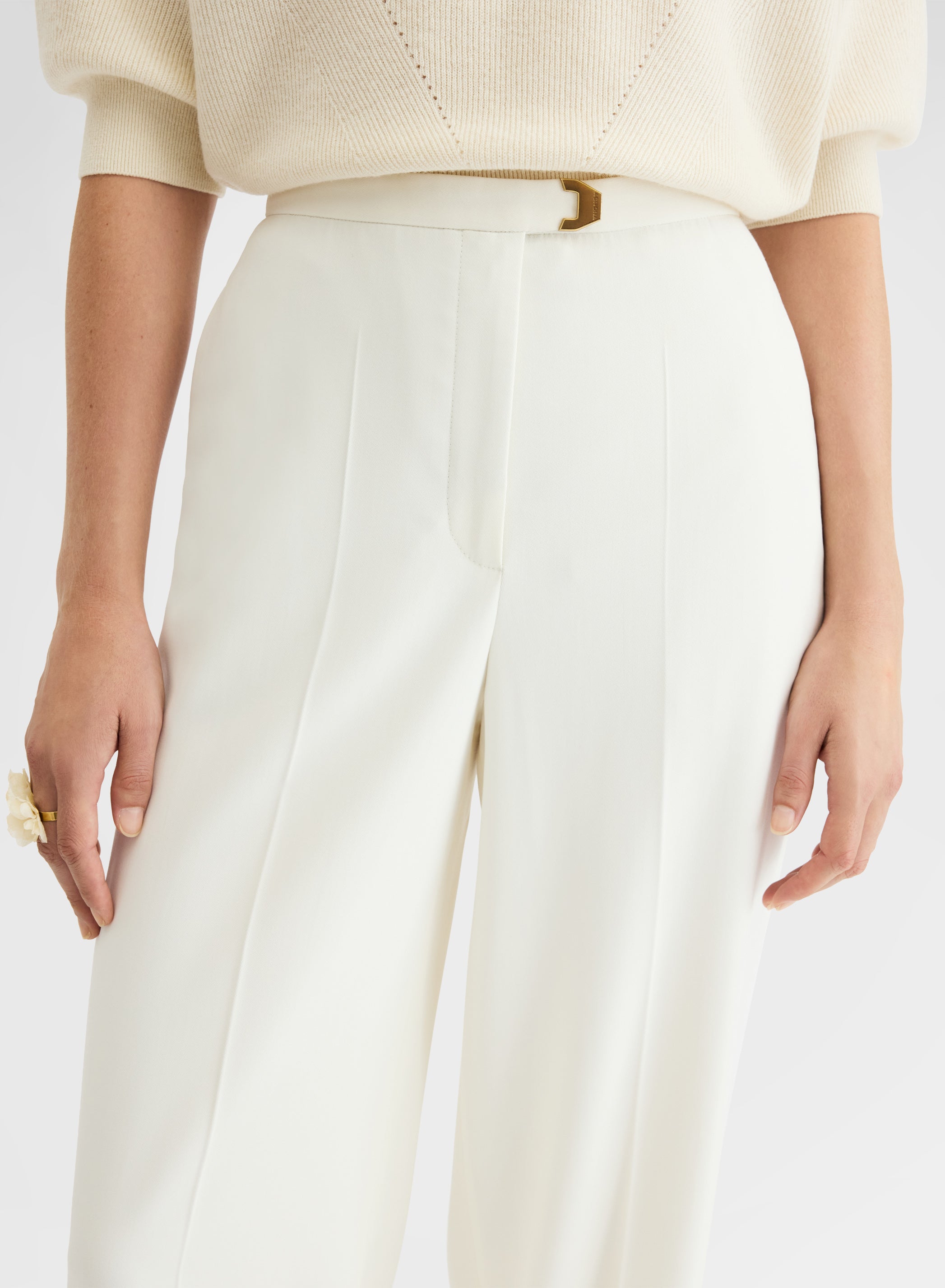 FLUID VISCOSE WOOL AMANDA PANTS WHITE