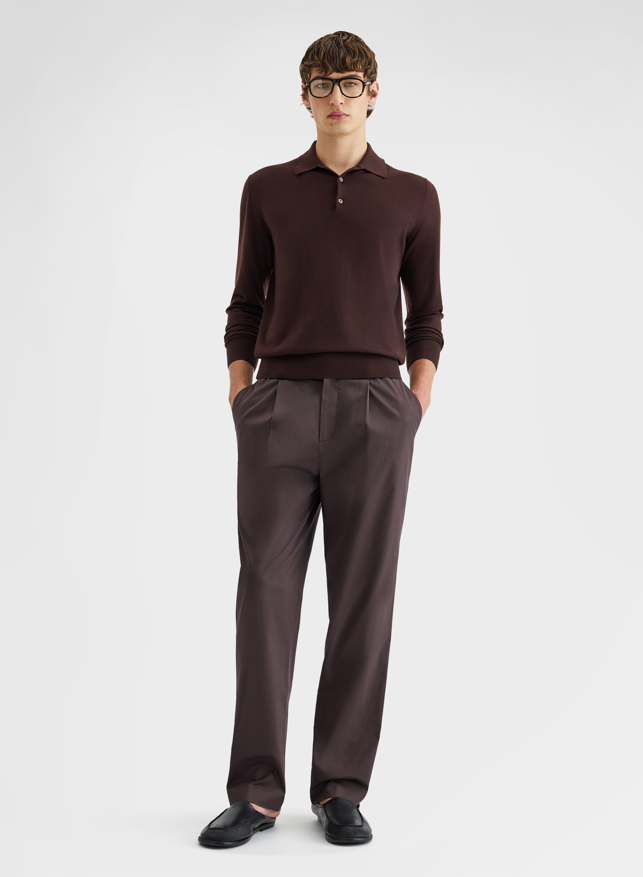 COTTON SATIN PANTS CHOCOLATE