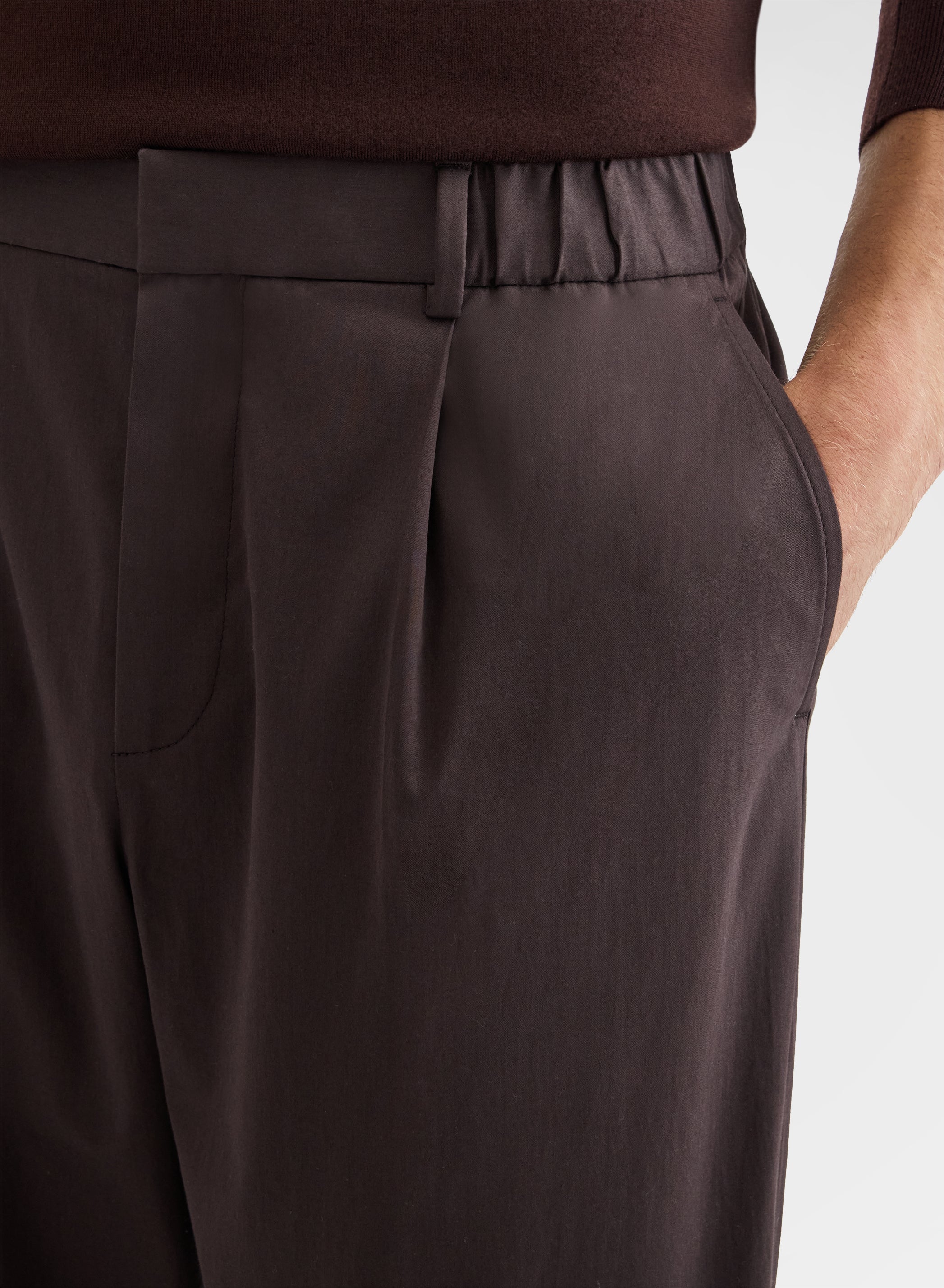 COTTON SATIN PANTS CHOCOLATE