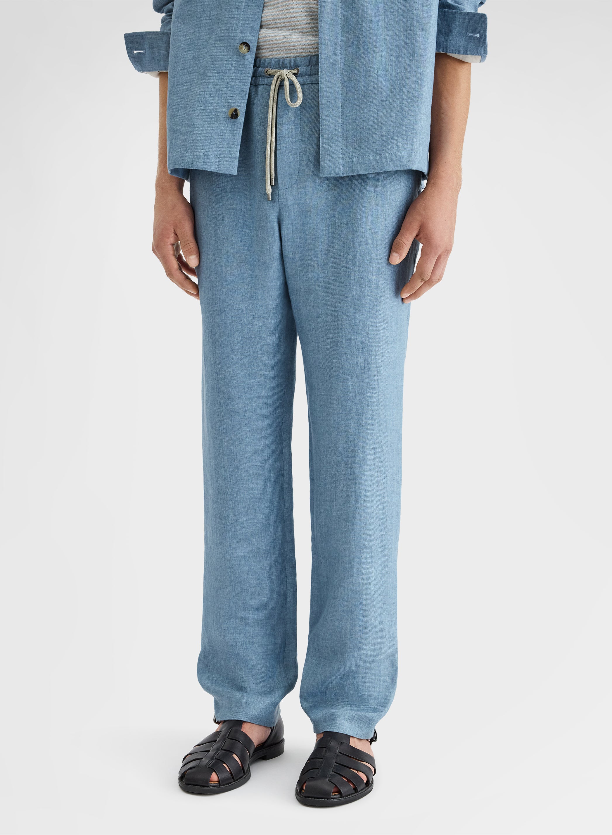 DELAVE LINEN PANTS DUSTY BLUE