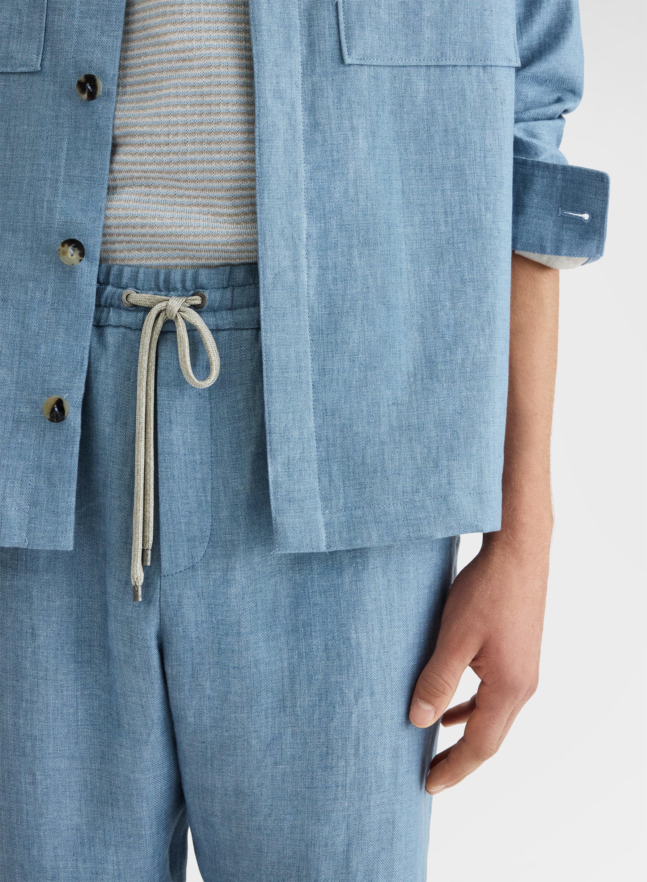 DELAVE LINEN PANTS DUSTY BLUE