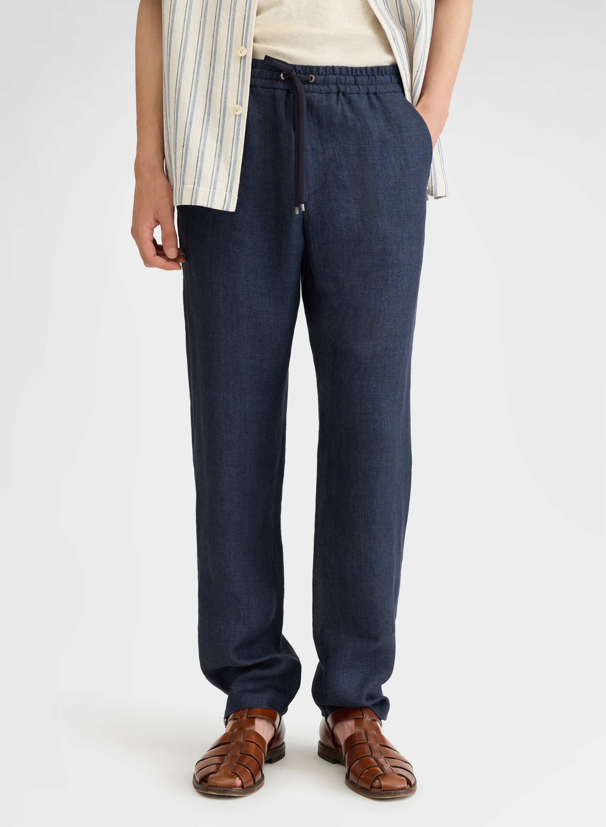 DELAVE LINEN PANTS NAVY