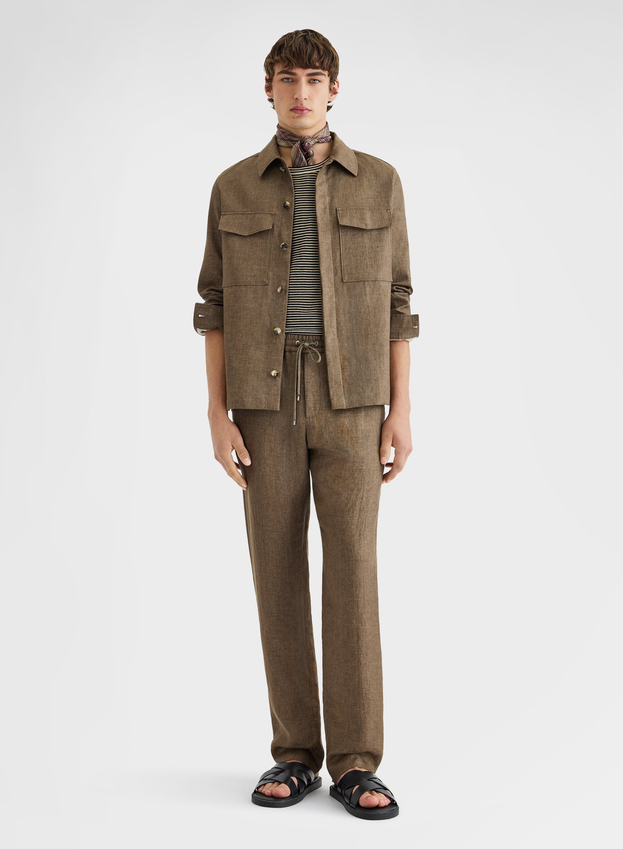 Khaki Delavé Linen Pants Wide Leg | Agnona