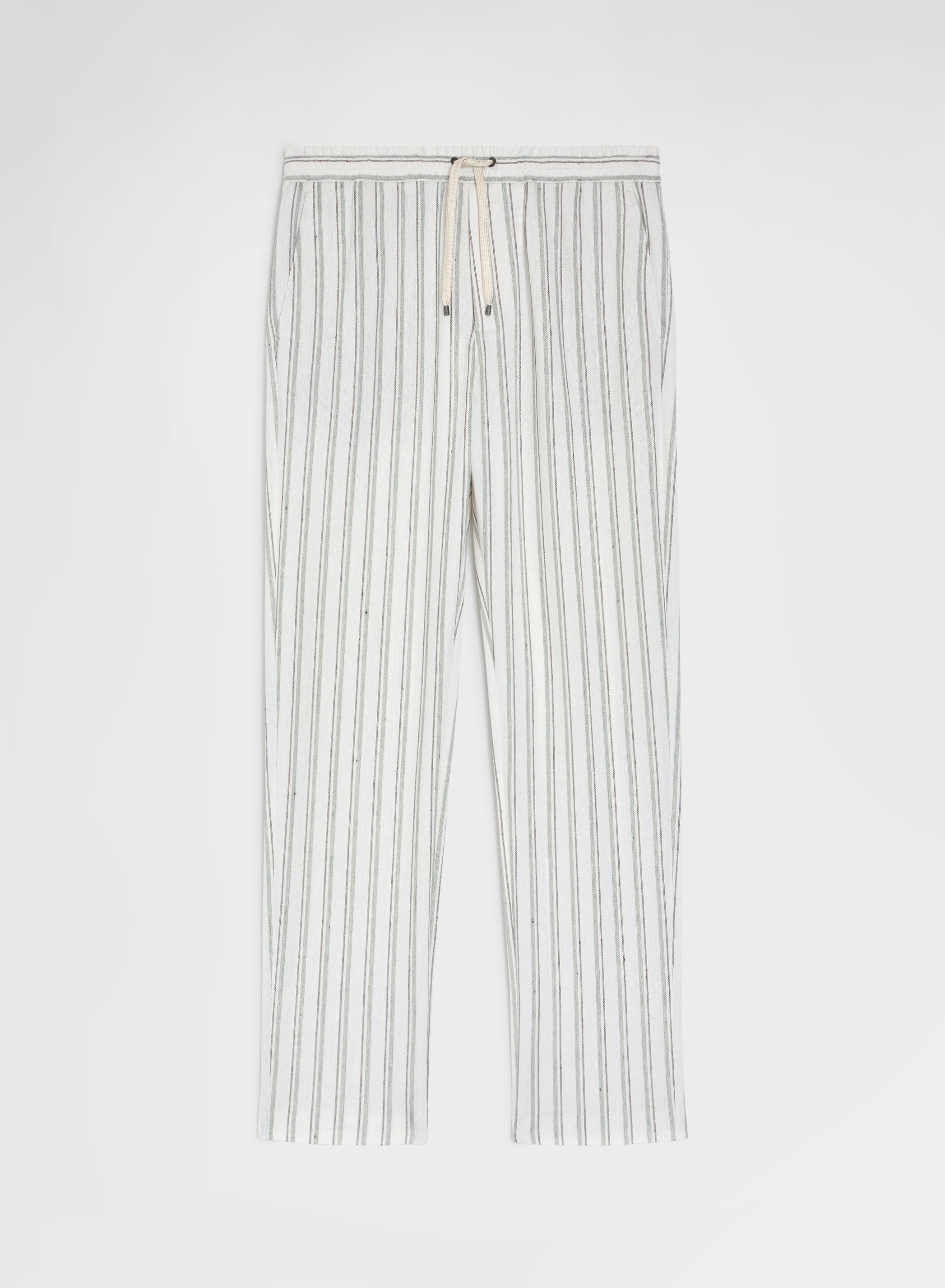 Dusty Blue Striped Jersey Pants Cotton Linen | Agnona