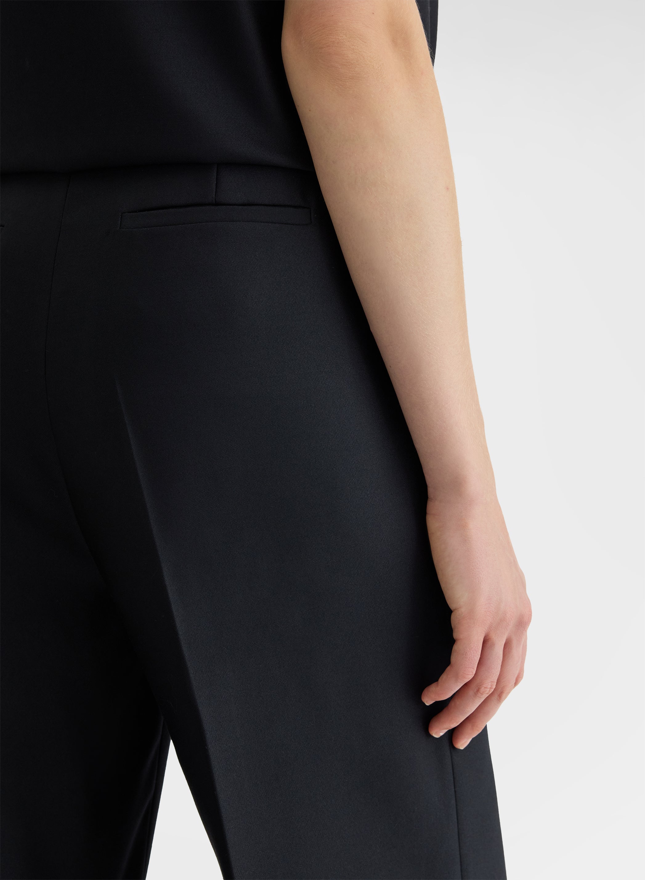 DOUBLE WOOL SILK PANTS BLACK
