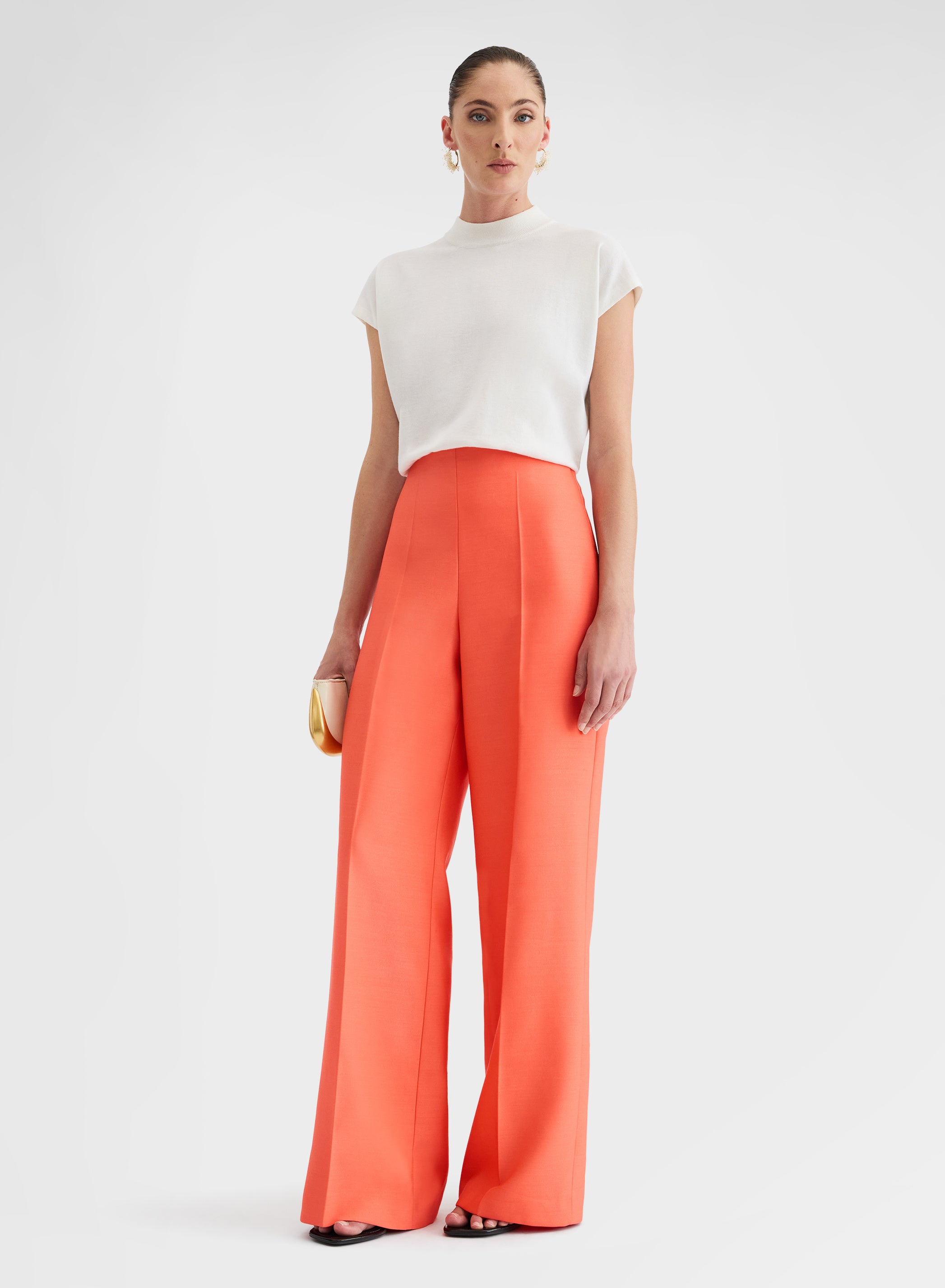 DOUBLE WOOL SILK PANTS SUNSET