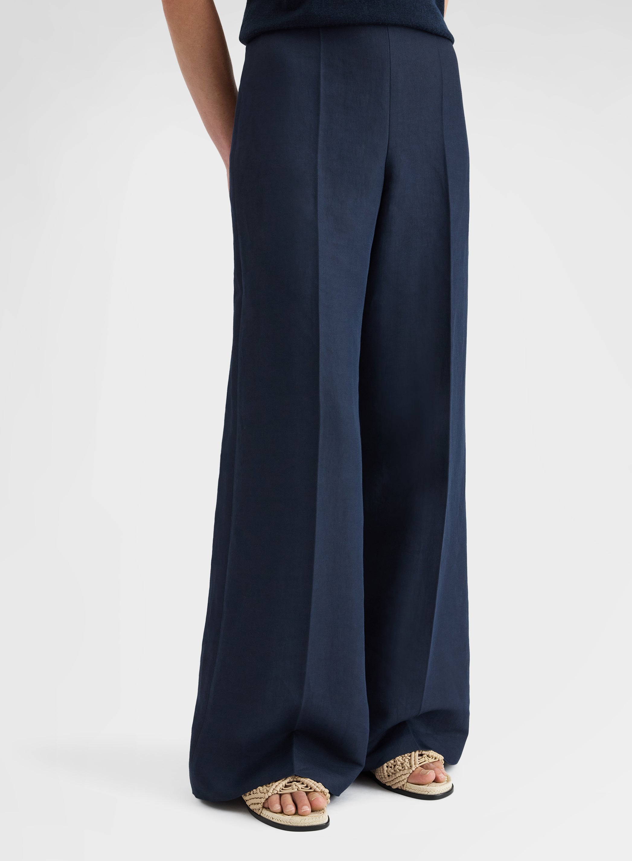 COTTON BLEND TWILL PANTS NAVY