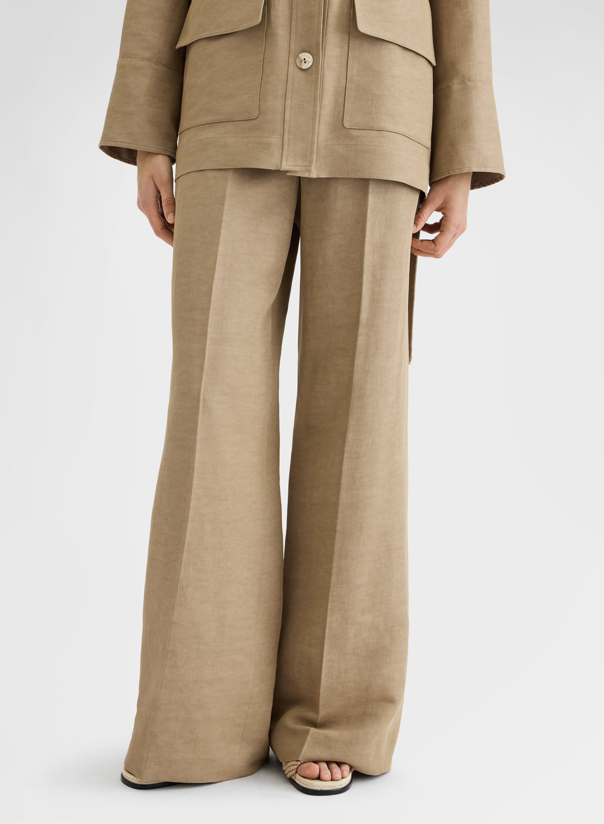 COTTON BLEND TWILL PANTS KHAKI