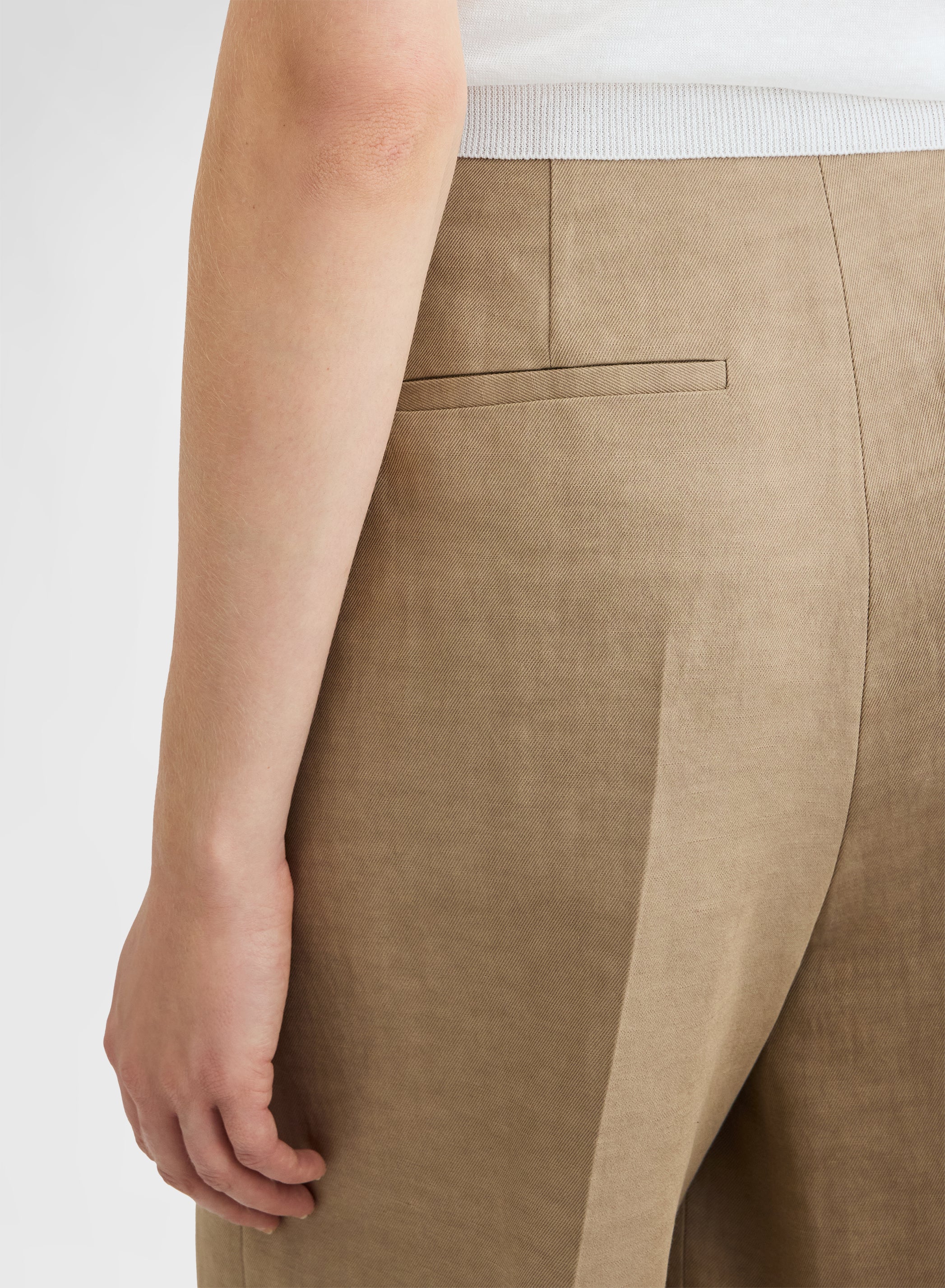 COTTON BLEND TWILL PANTS KHAKI
