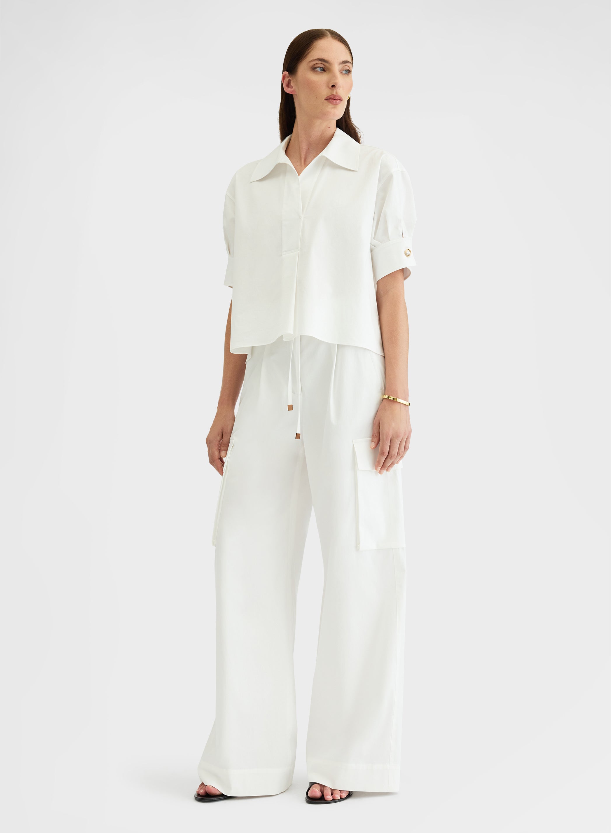 COTTON SATIN PANTS WHITE