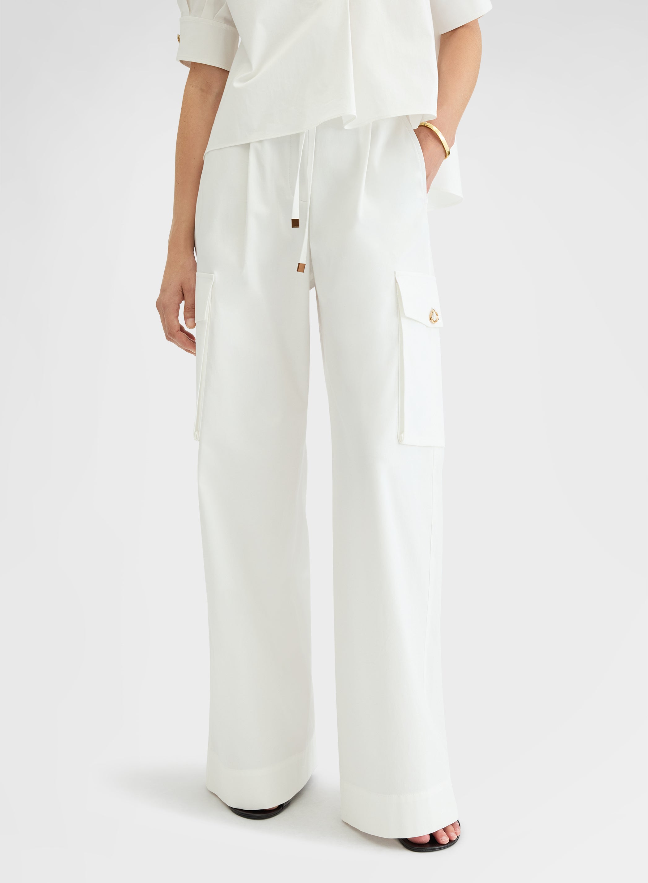 COTTON SATIN PANTS WHITE