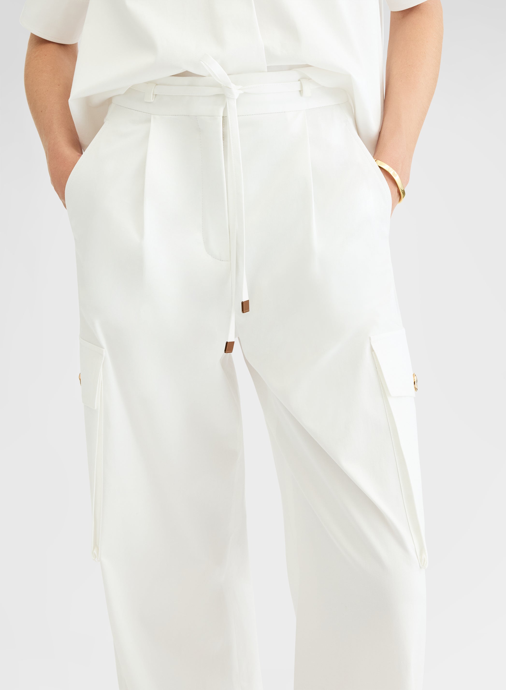 COTTON SATIN PANTS WHITE