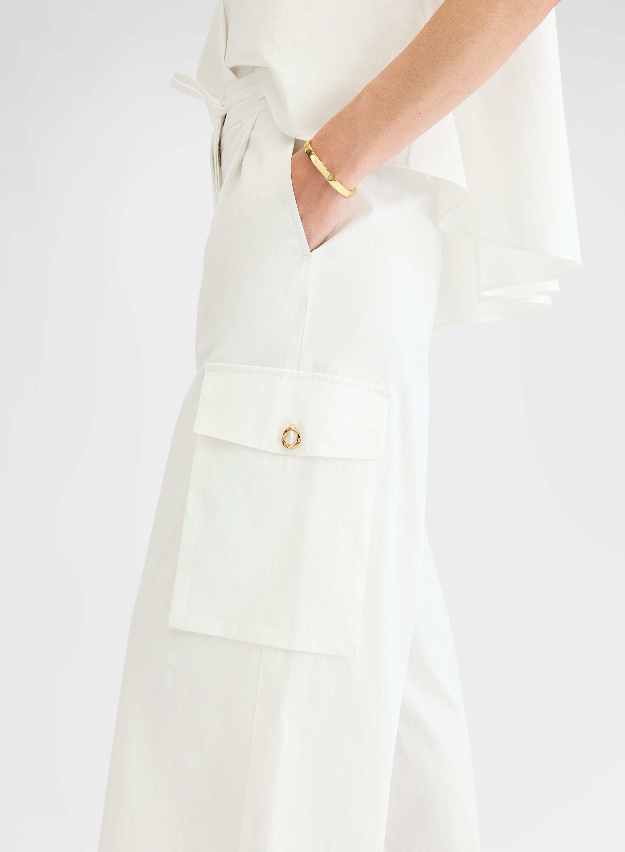 COTTON SATIN PANTS WHITE