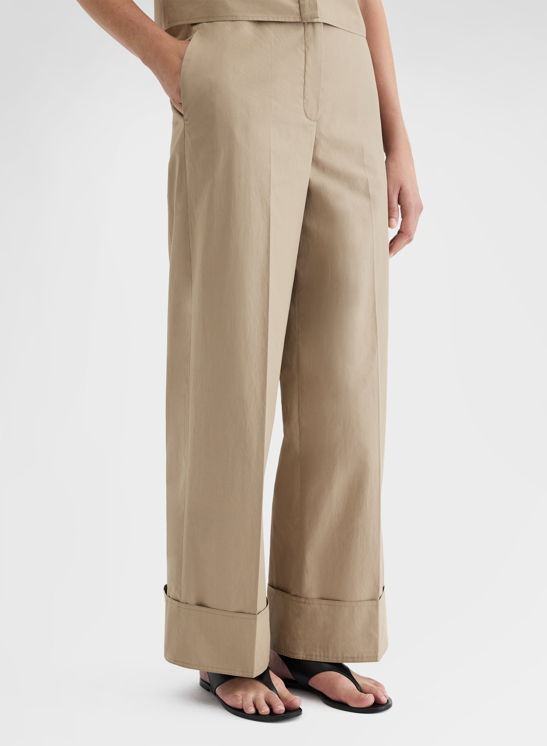 COTTON POPLIN PANTS KHAKI
