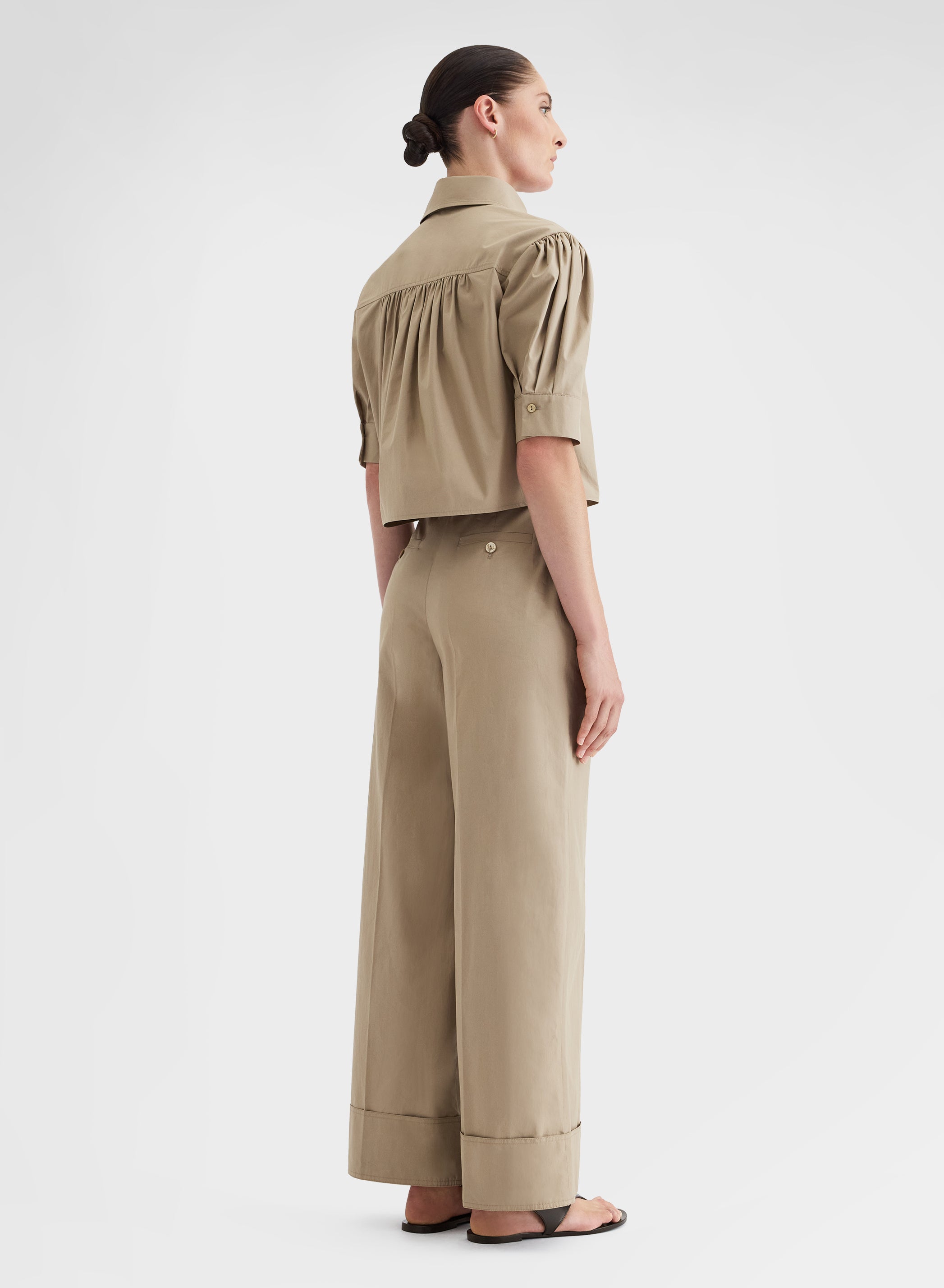 COTTON POPLIN PANTS KHAKI