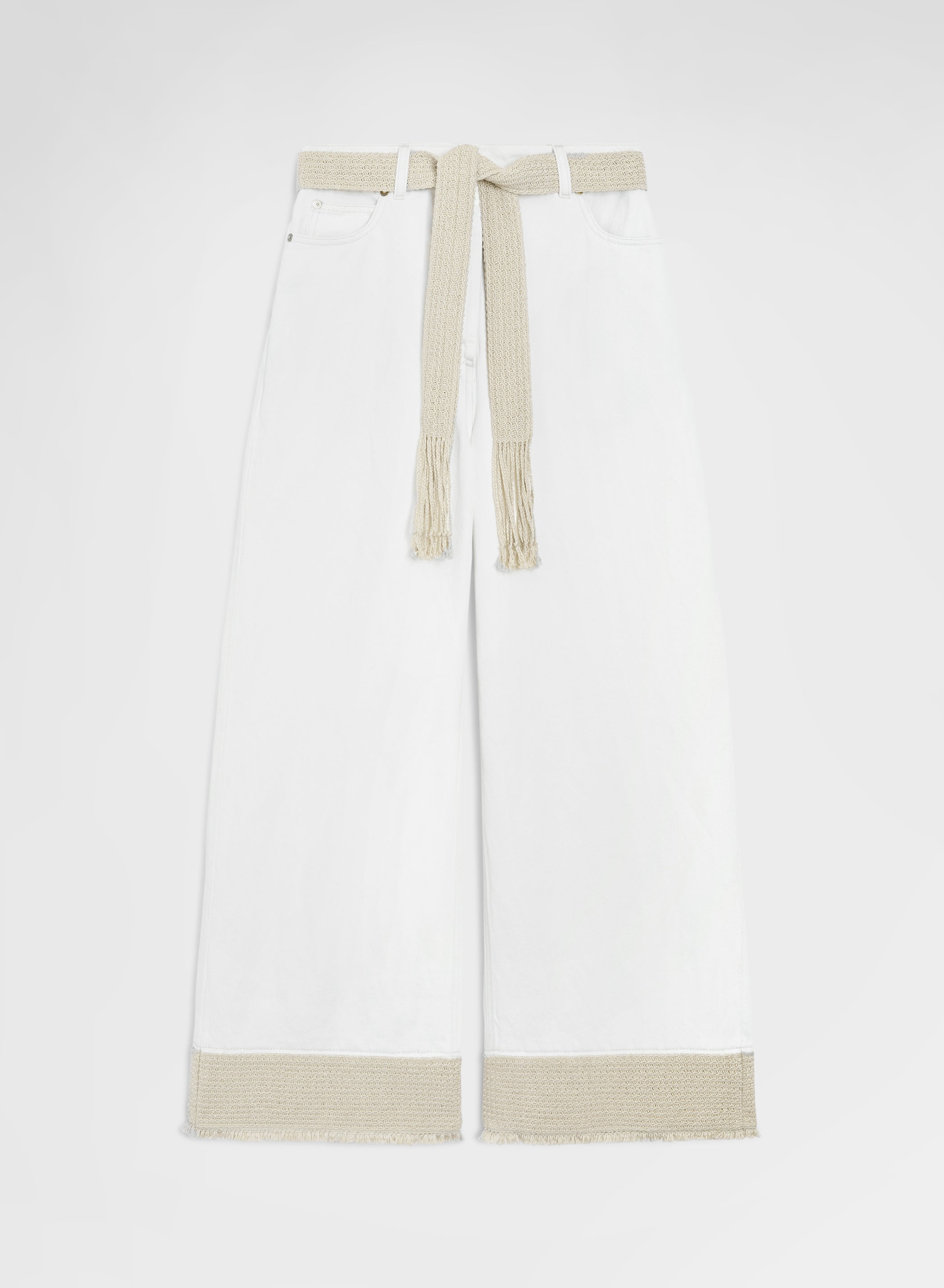 COTTON LINEN DENIM PANTS WHITE
