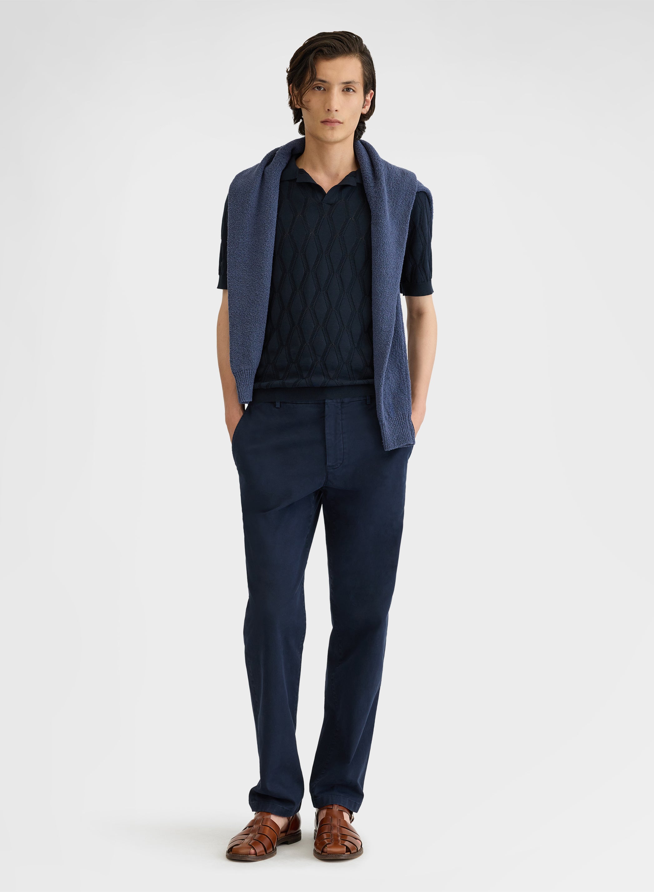 COTTON STRETCH GARMENT DYED NAVY