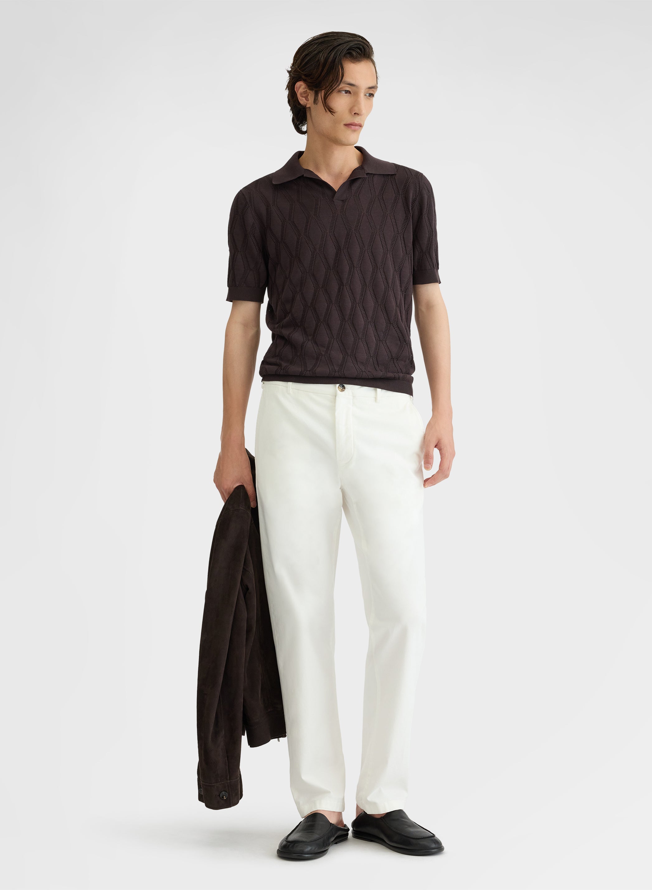 COTTON STRETCH GARMENT DYED WHITE