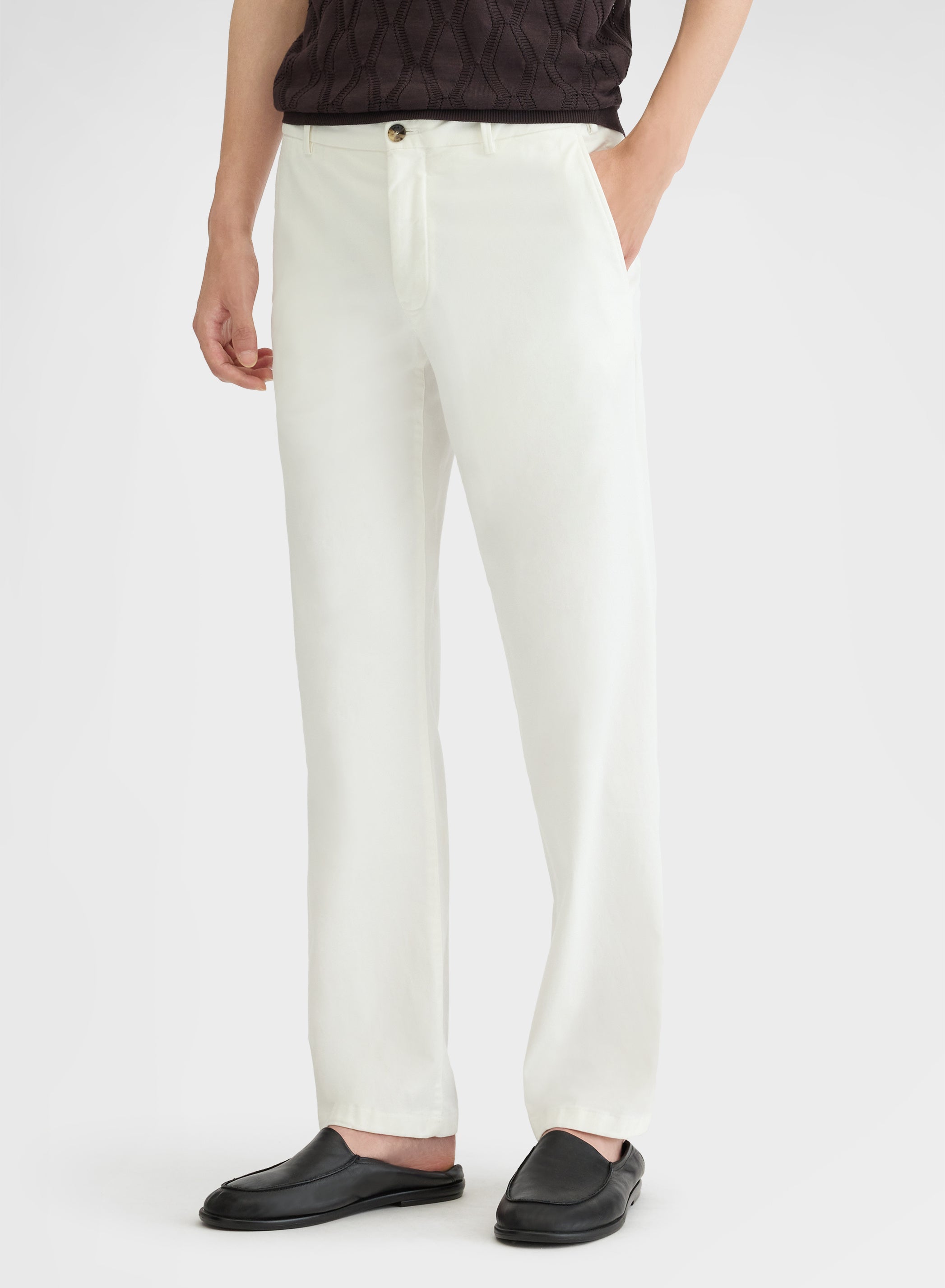 COTTON STRETCH GARMENT DYED WHITE