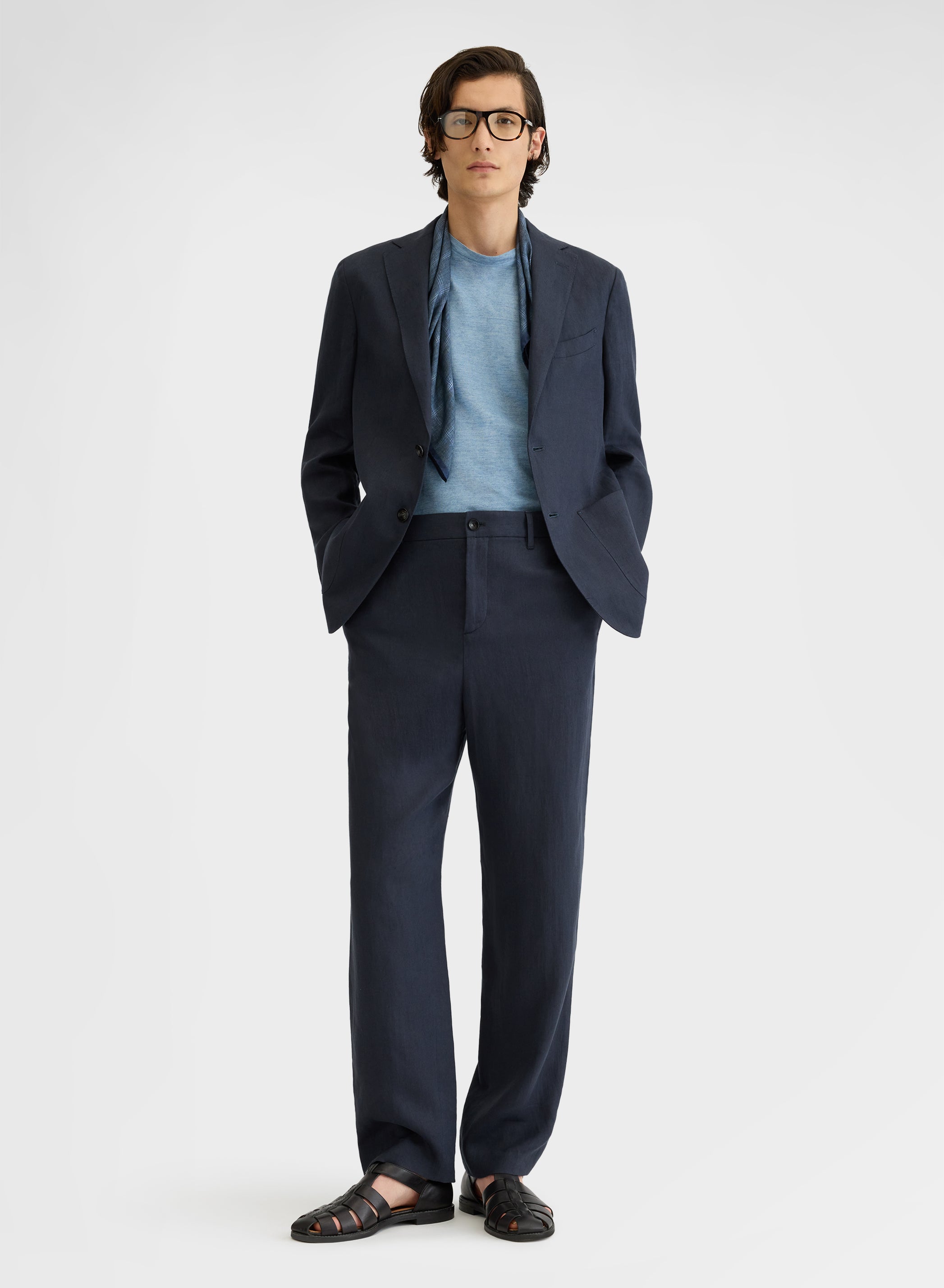 LIGHT LINEN PANTS NAVY