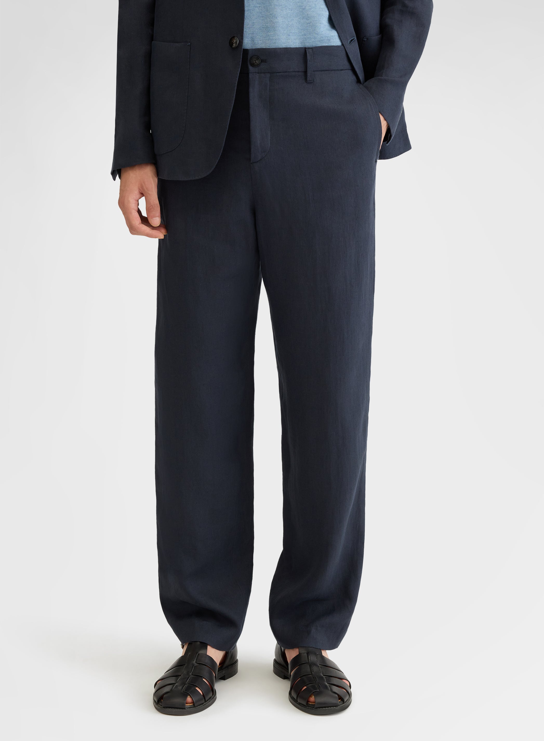 Navy Linen Pants Lightweight | Agnona