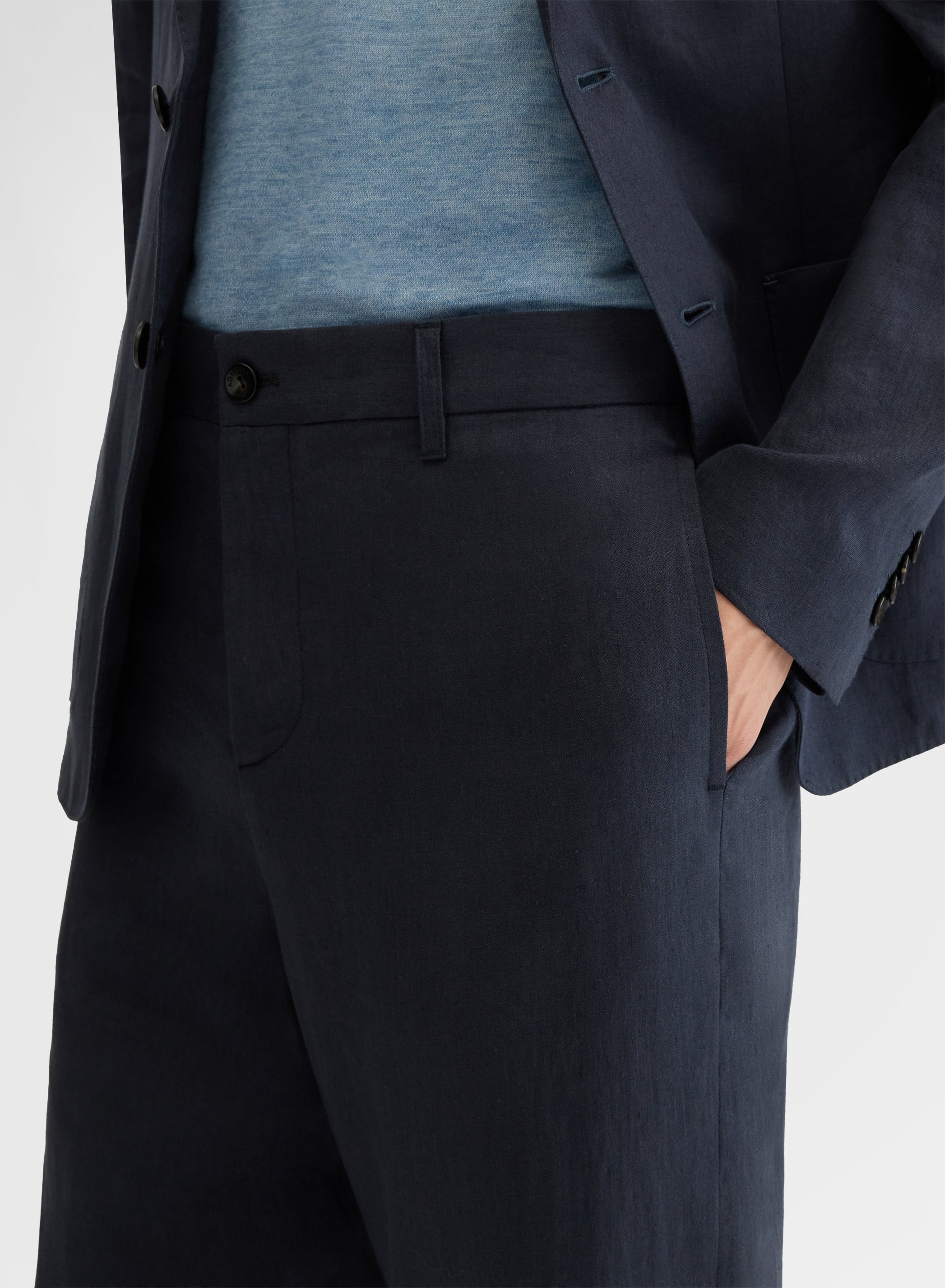 LIGHT LINEN PANTS NAVY