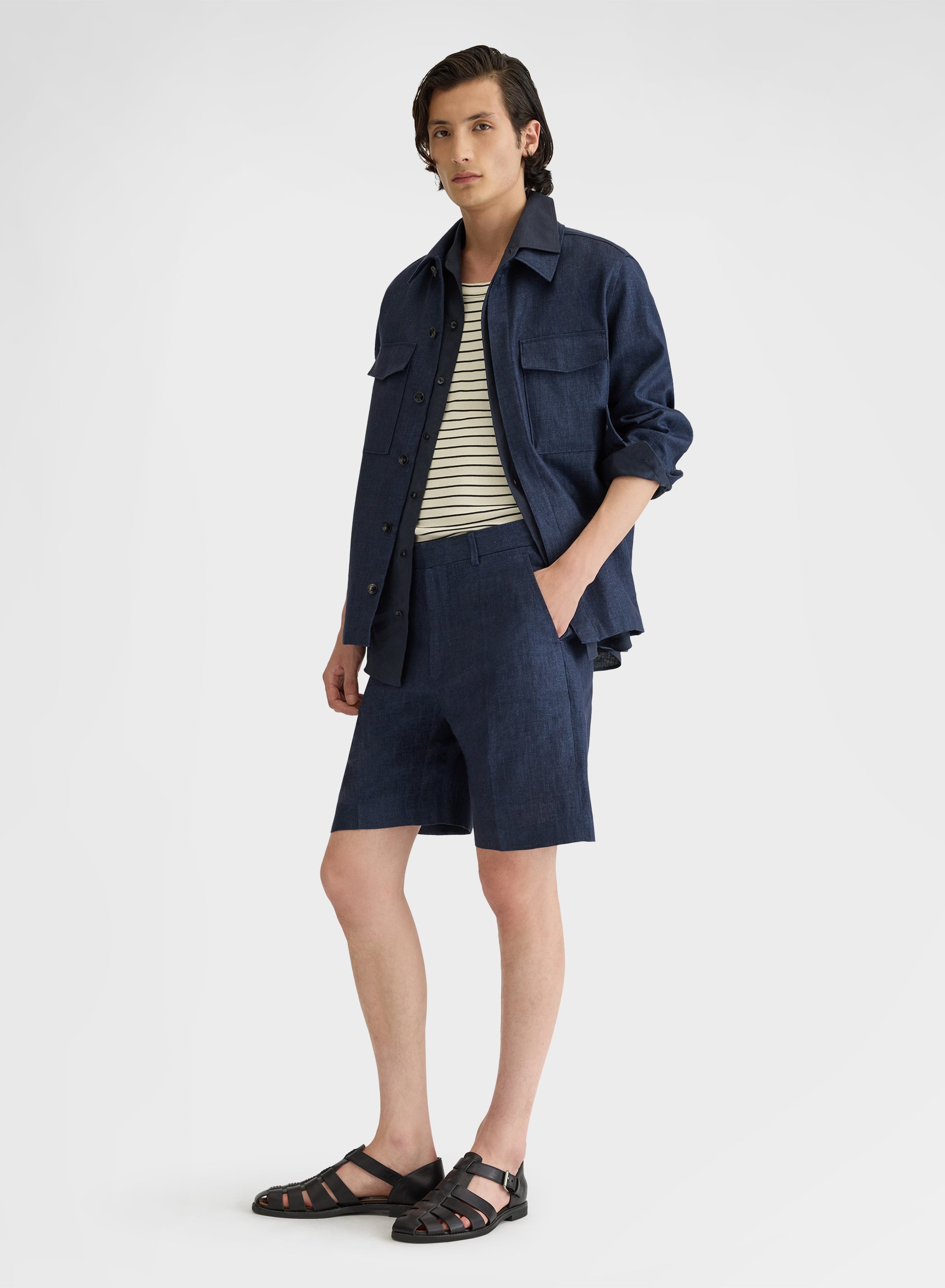 DELAVE LINEN SHORTS NAVY