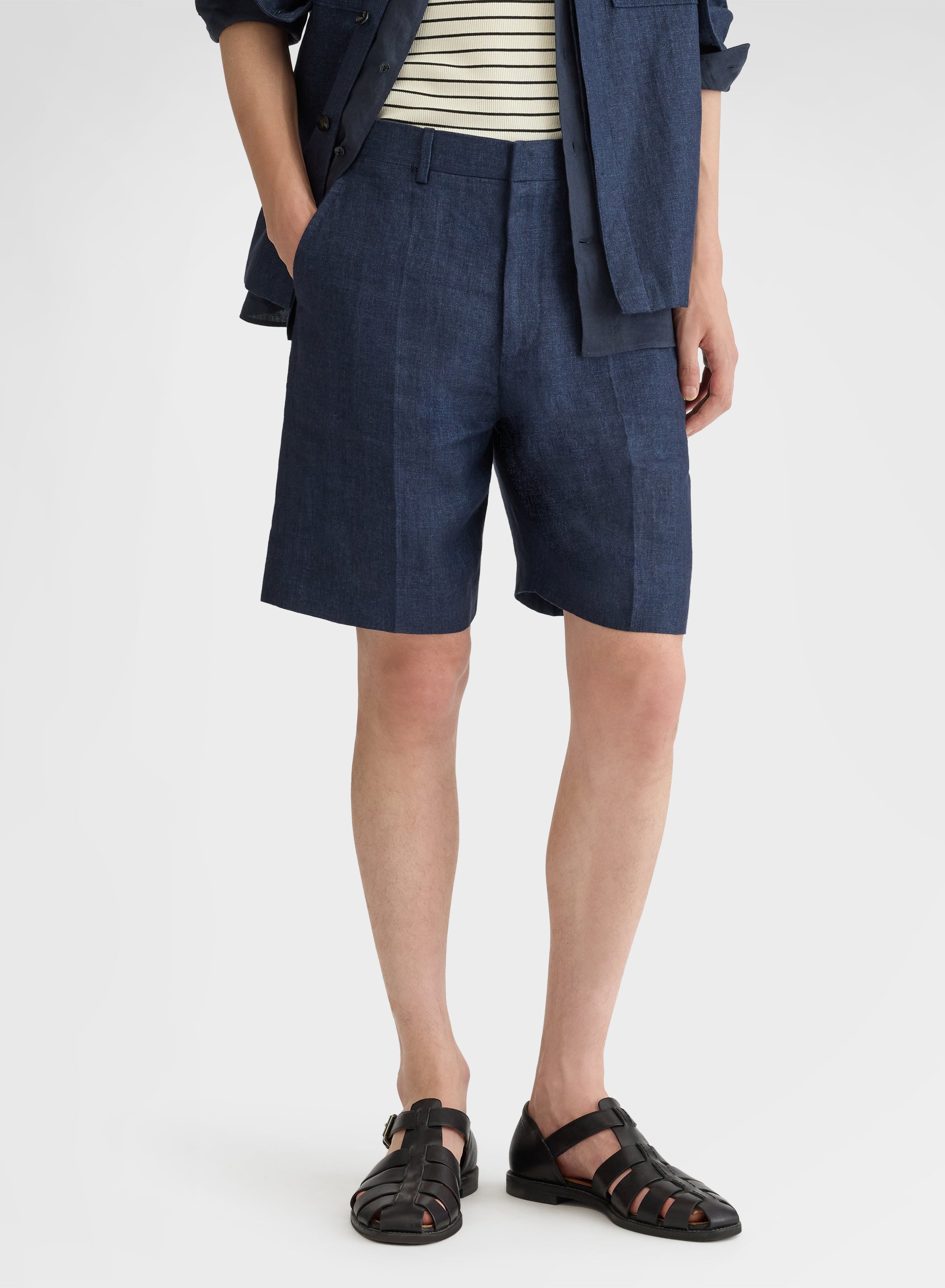 DELAVE LINEN SHORTS NAVY