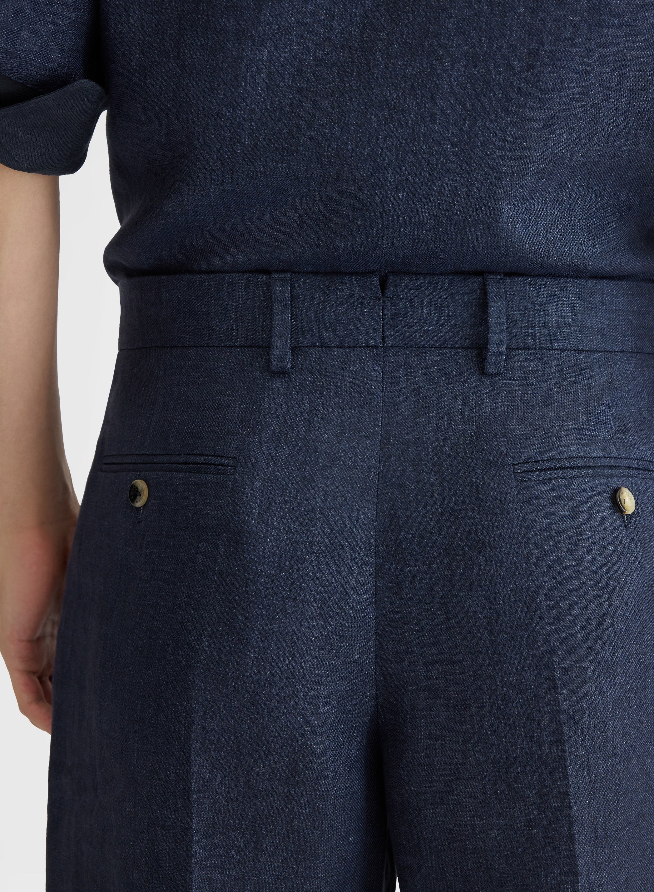 DELAVE LINEN SHORTS NAVY