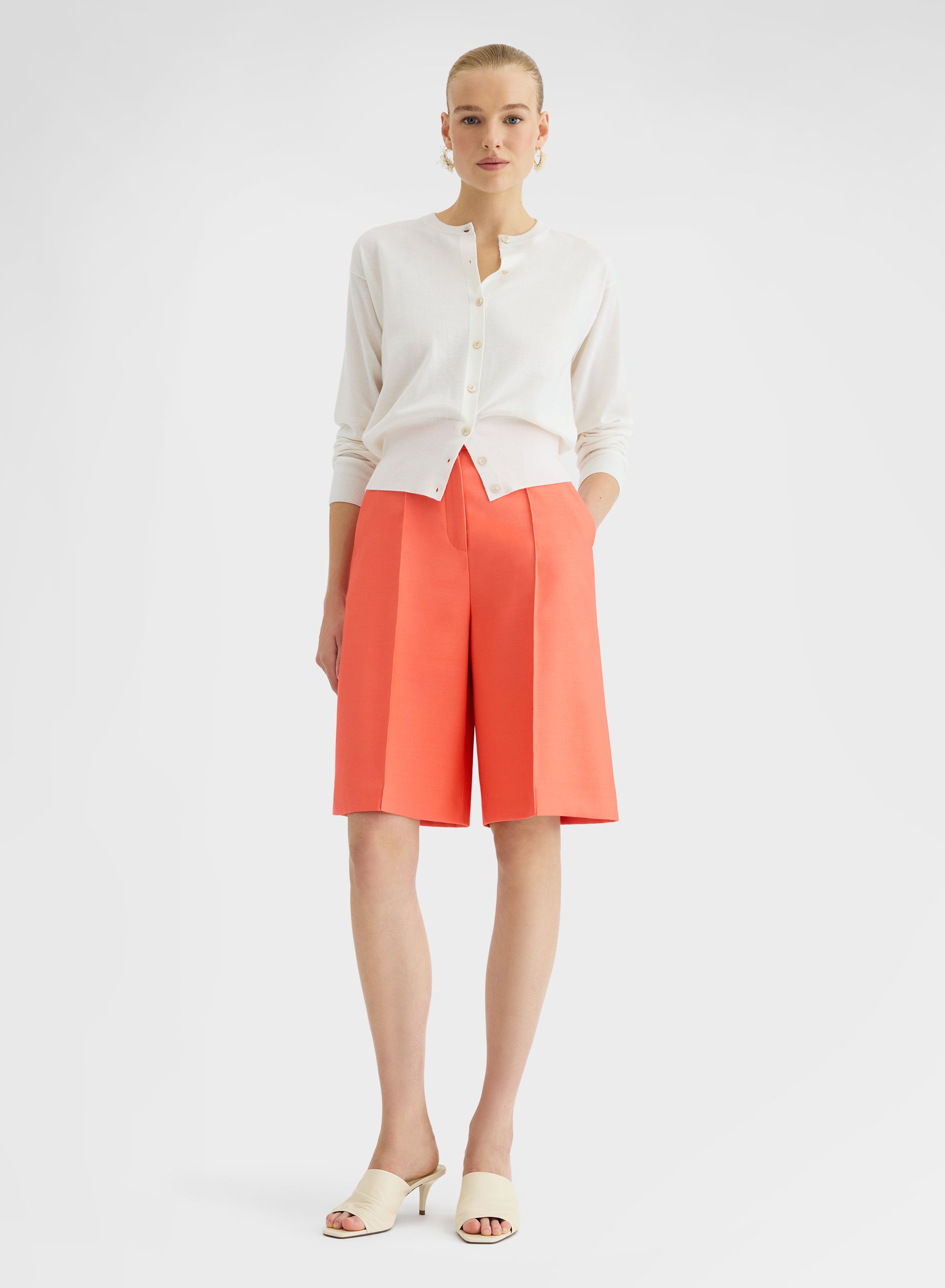 DOUBLE WOOL SILK SHORTS SUNSET
