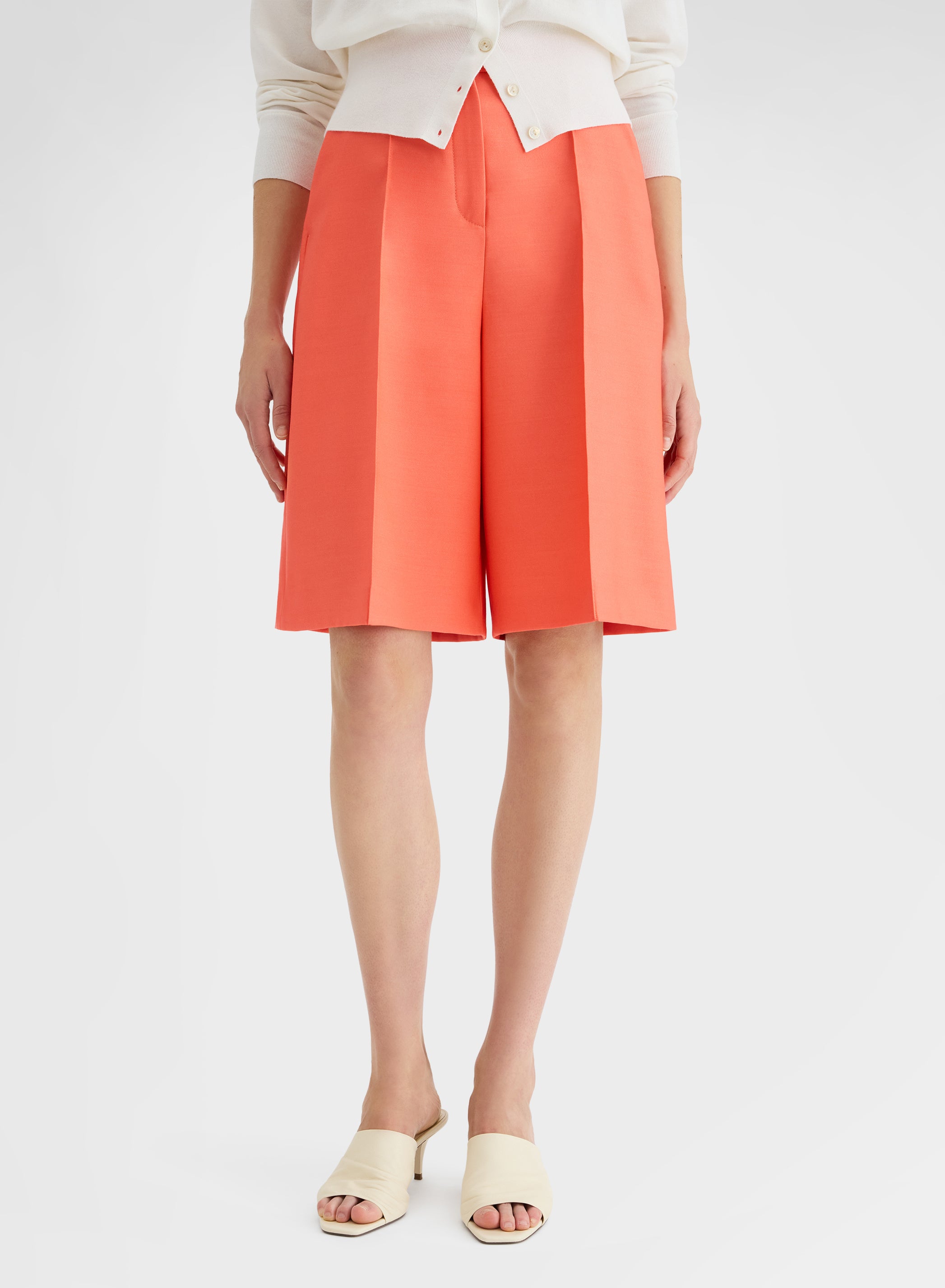 DOUBLE WOOL SILK SHORTS SUNSET