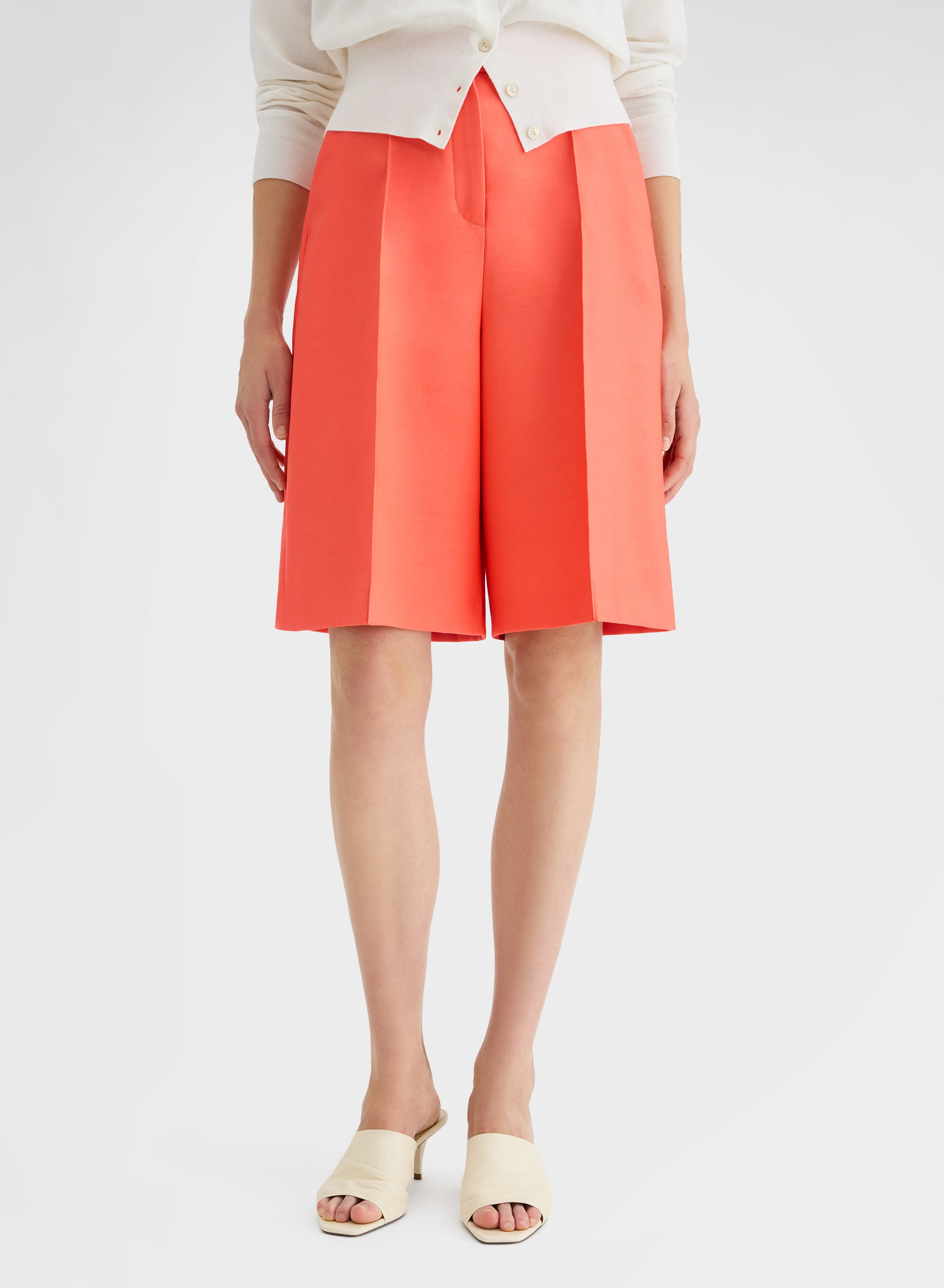 DOUBLE WOOL SILK SHORTS SUNSET