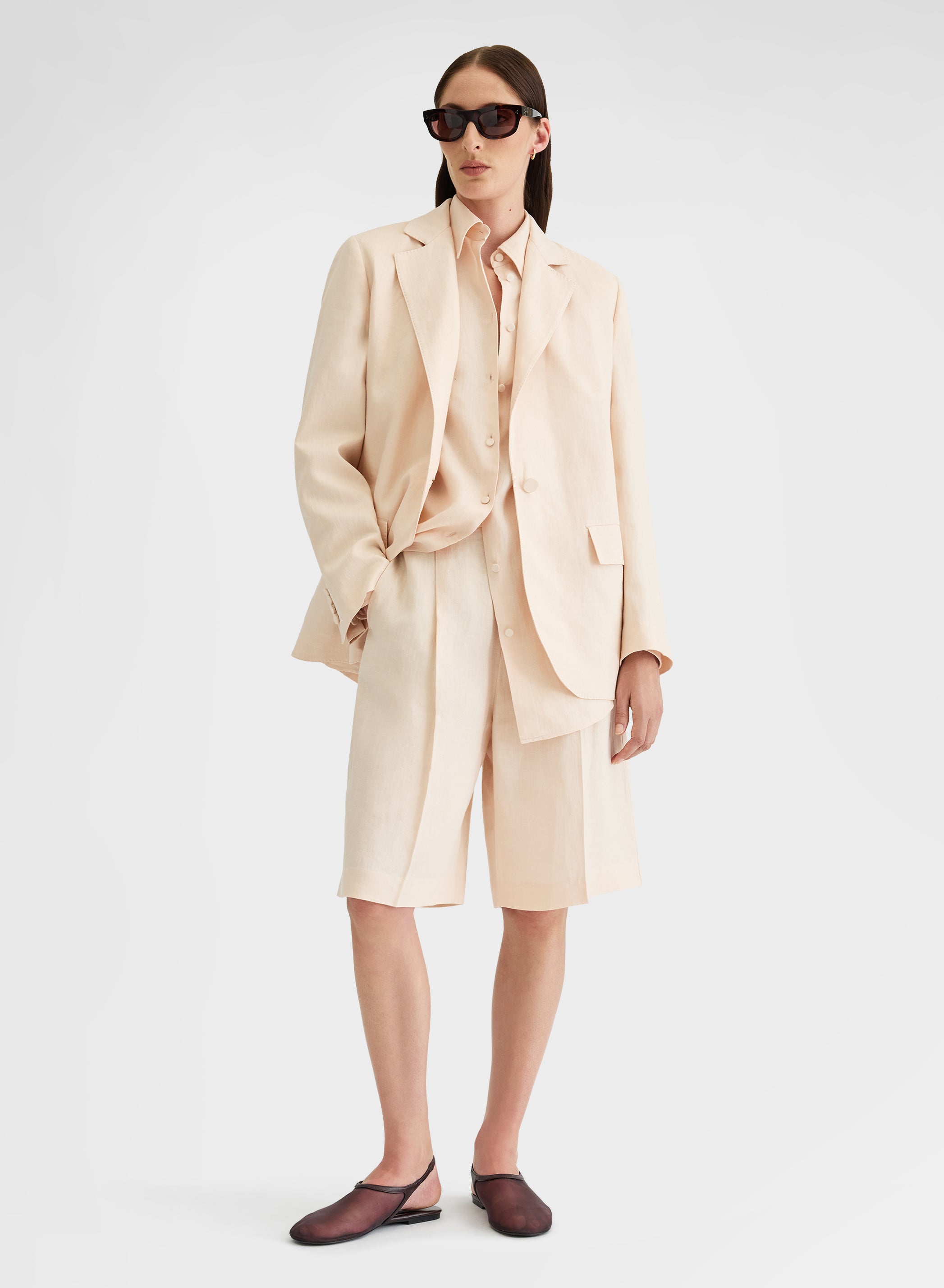 LIGHT LINEN SHORTS PEACH