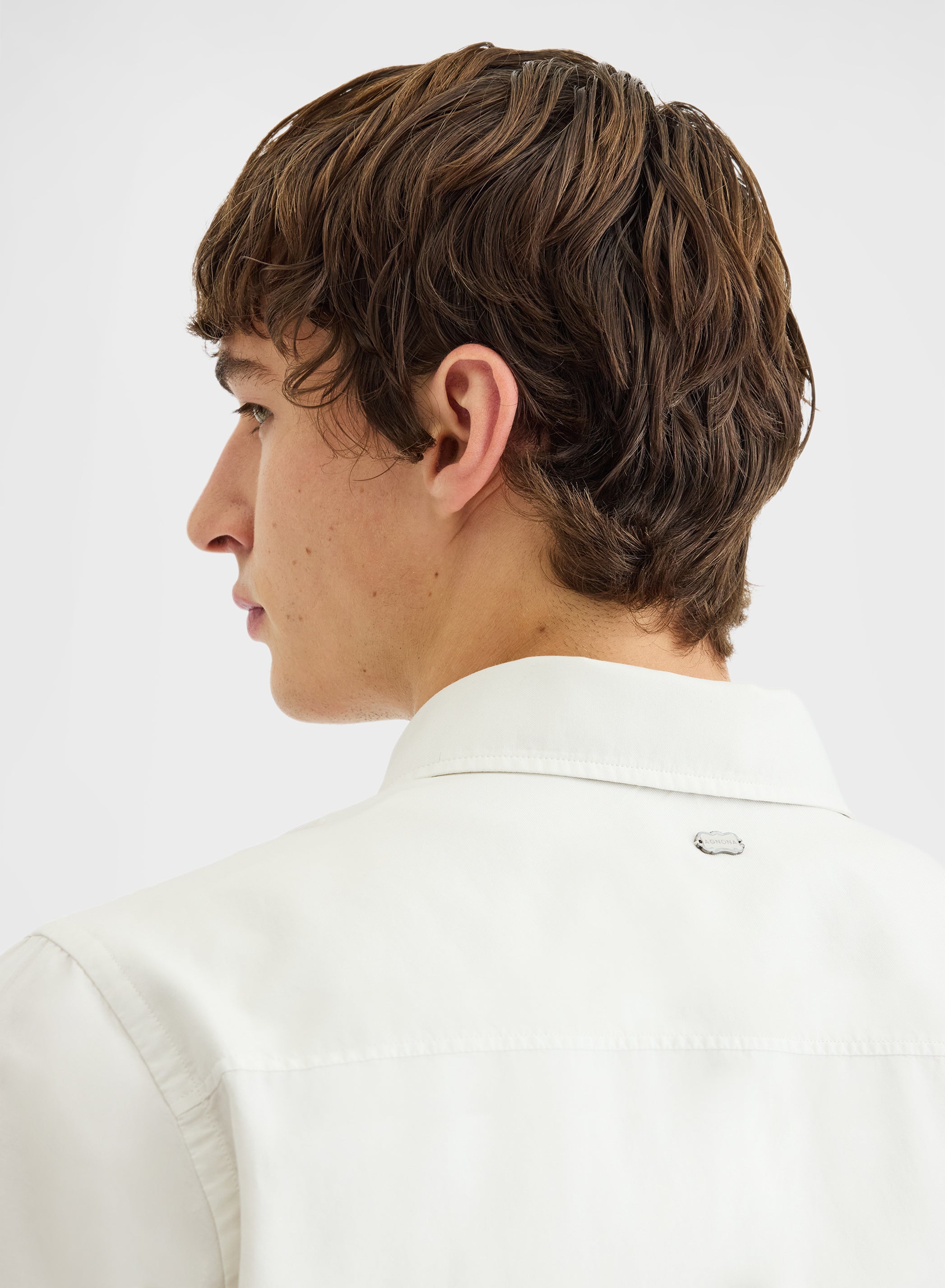 COTTON SILK SHIRT GARMENT DYED SHIRT STONE