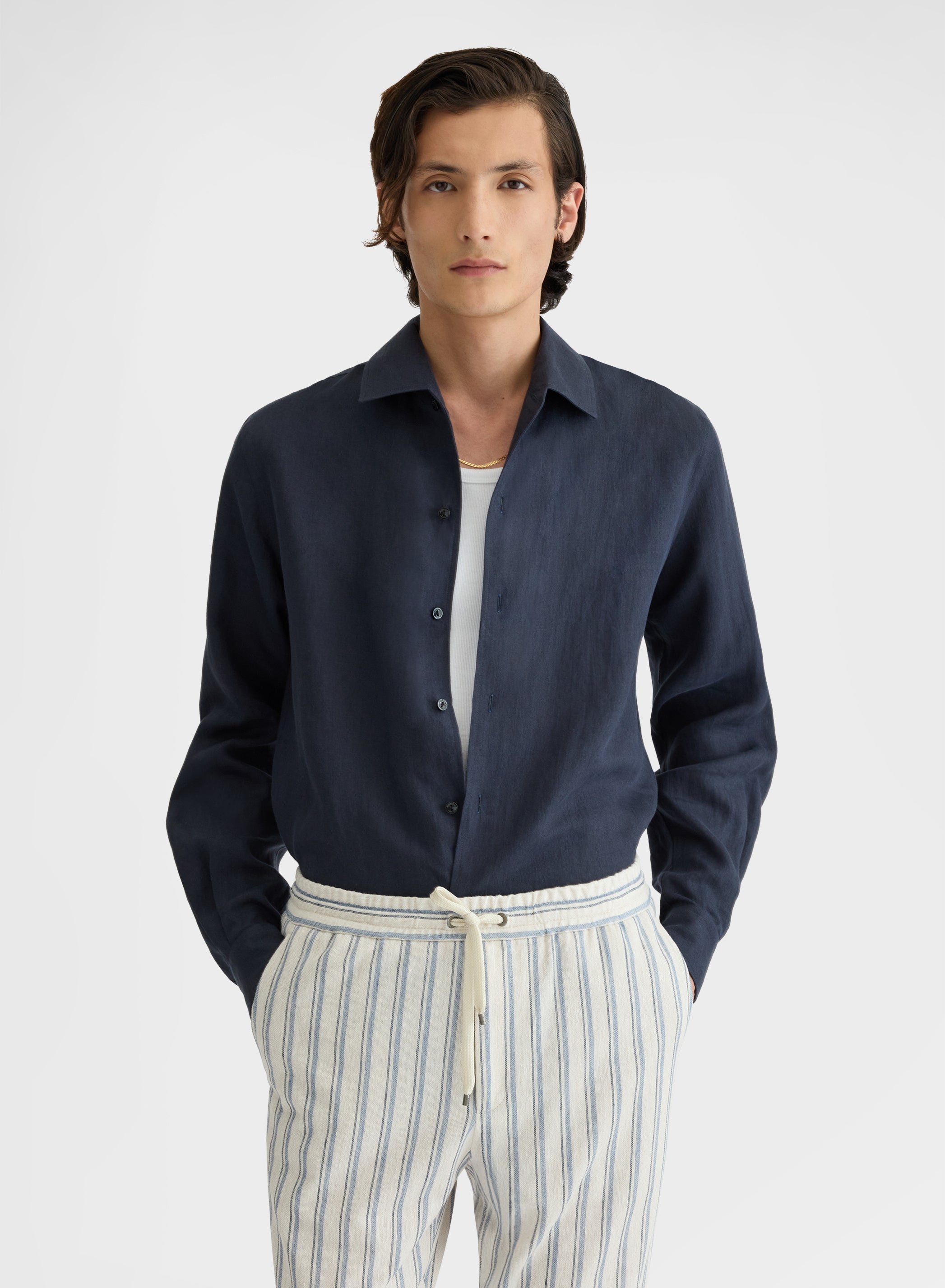 LIGHT LINEN SHIRT NAVY